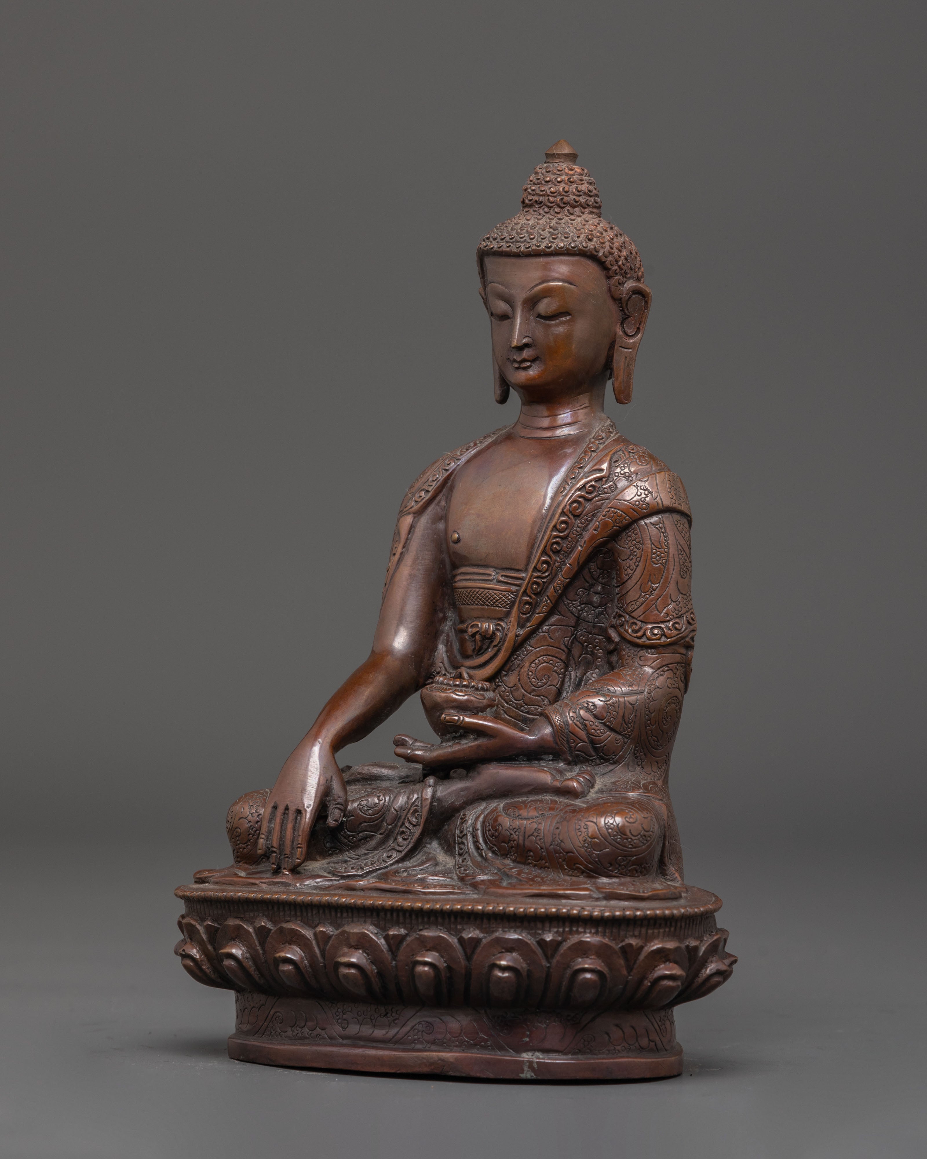 Handcrafted Tibetan Oxidized Shakyamuni Buddha Copper Art