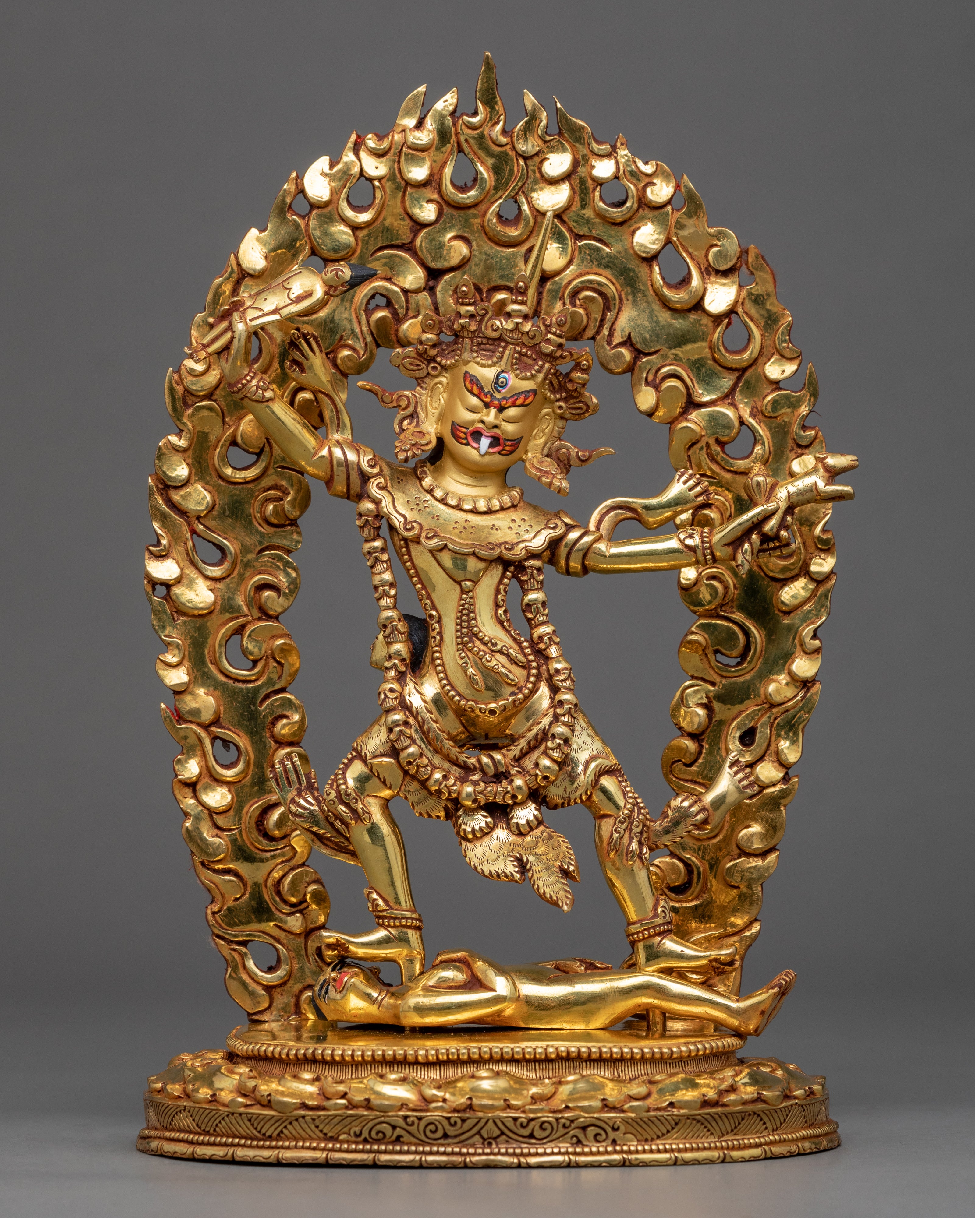 Ekajati Blue Tara | Traditional Hand Carved Statue | Gold Plated Tibetan Statue