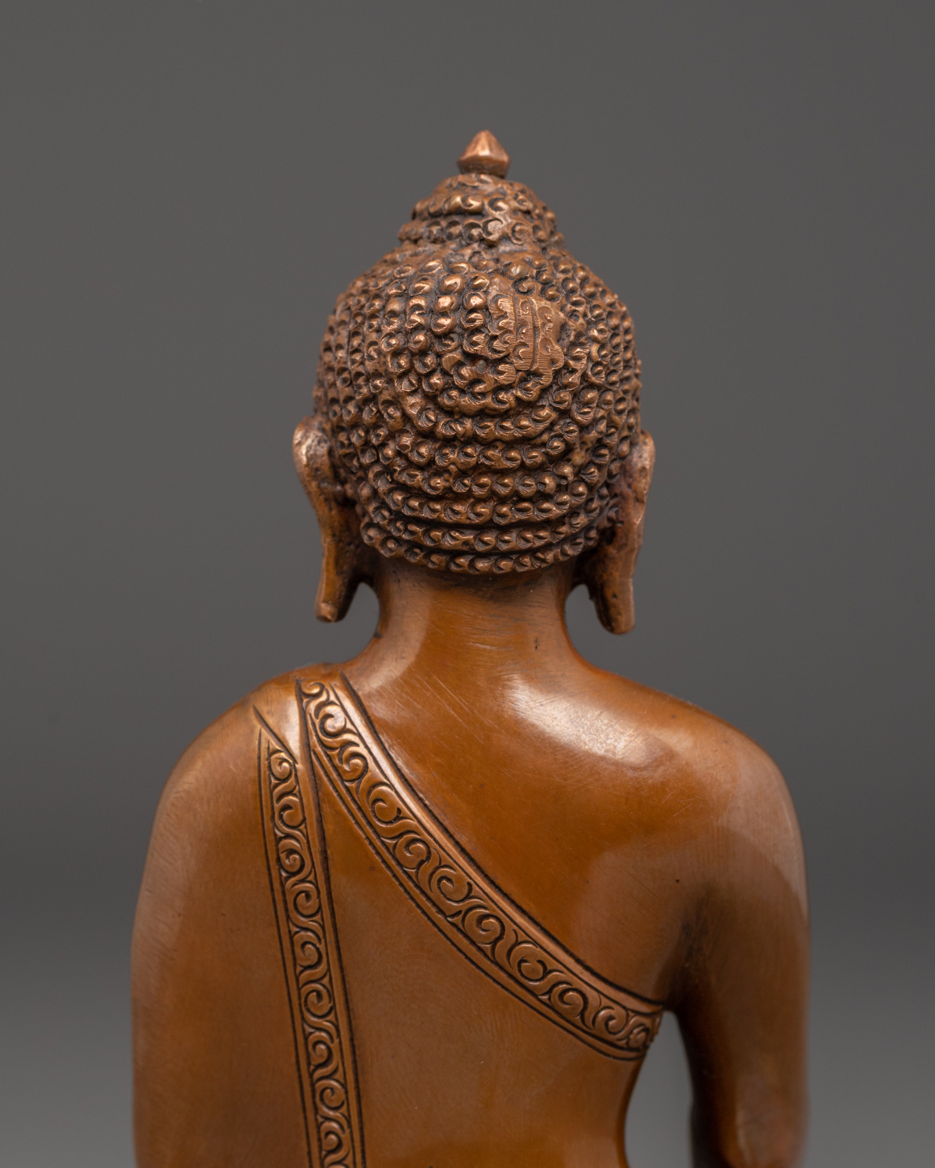 Handcrafted Oxidized Copper Statue of Wisdom Icon Shakyamuni Buddha