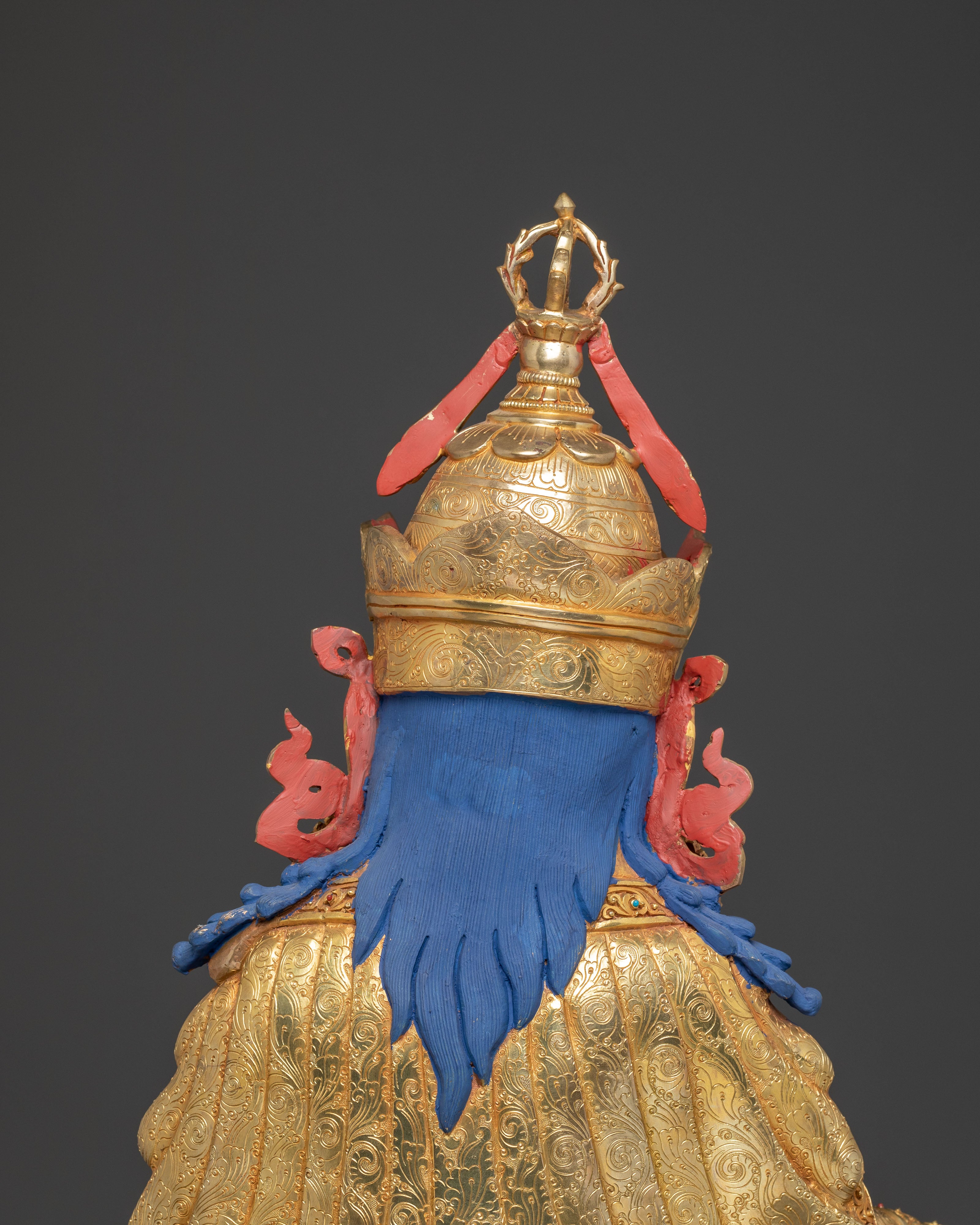 Handmade Golden Statue of Guru Rinpoche Lotus Born Guru