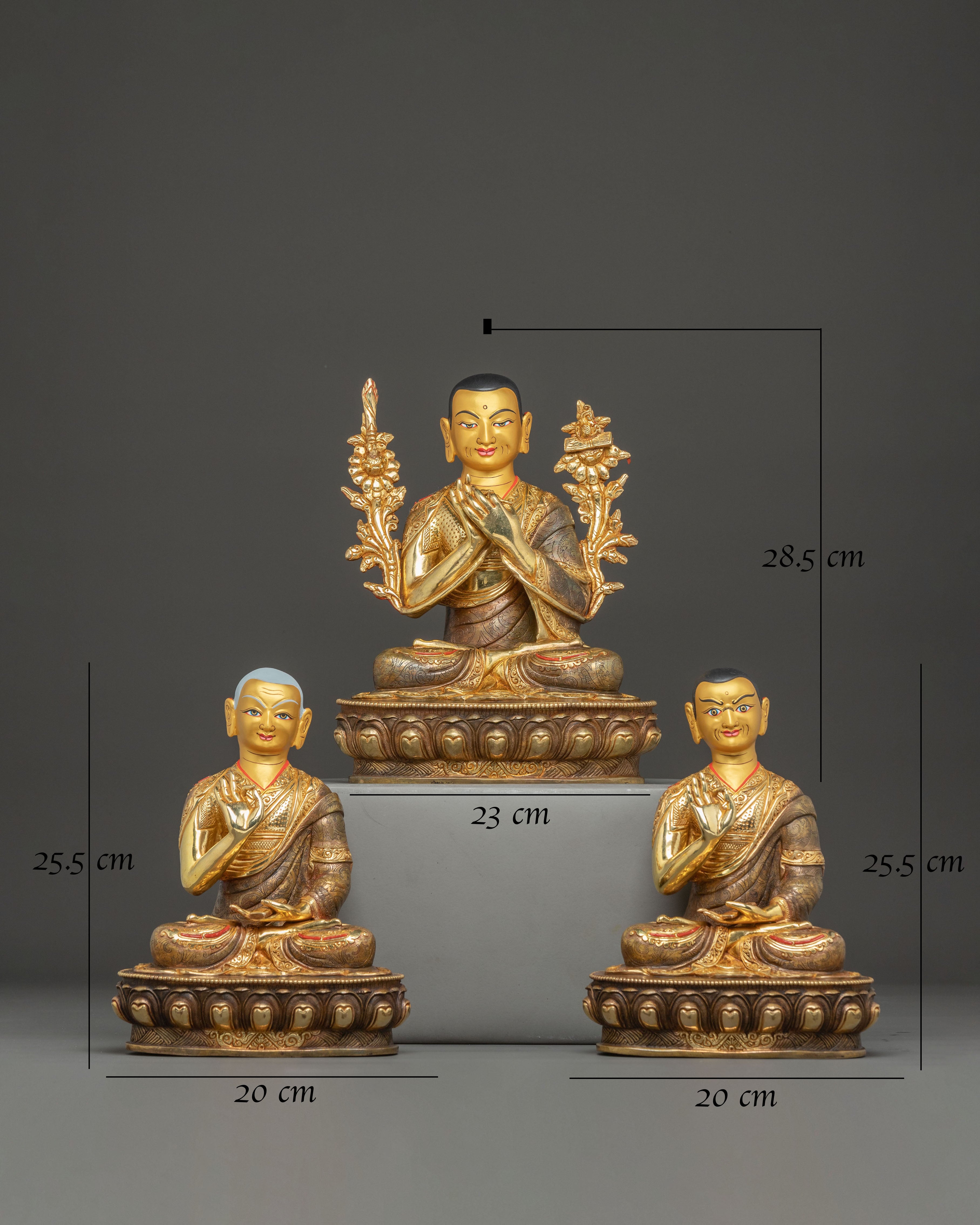 Handmade Tsongkhapa Statue Set for Meditation Decor