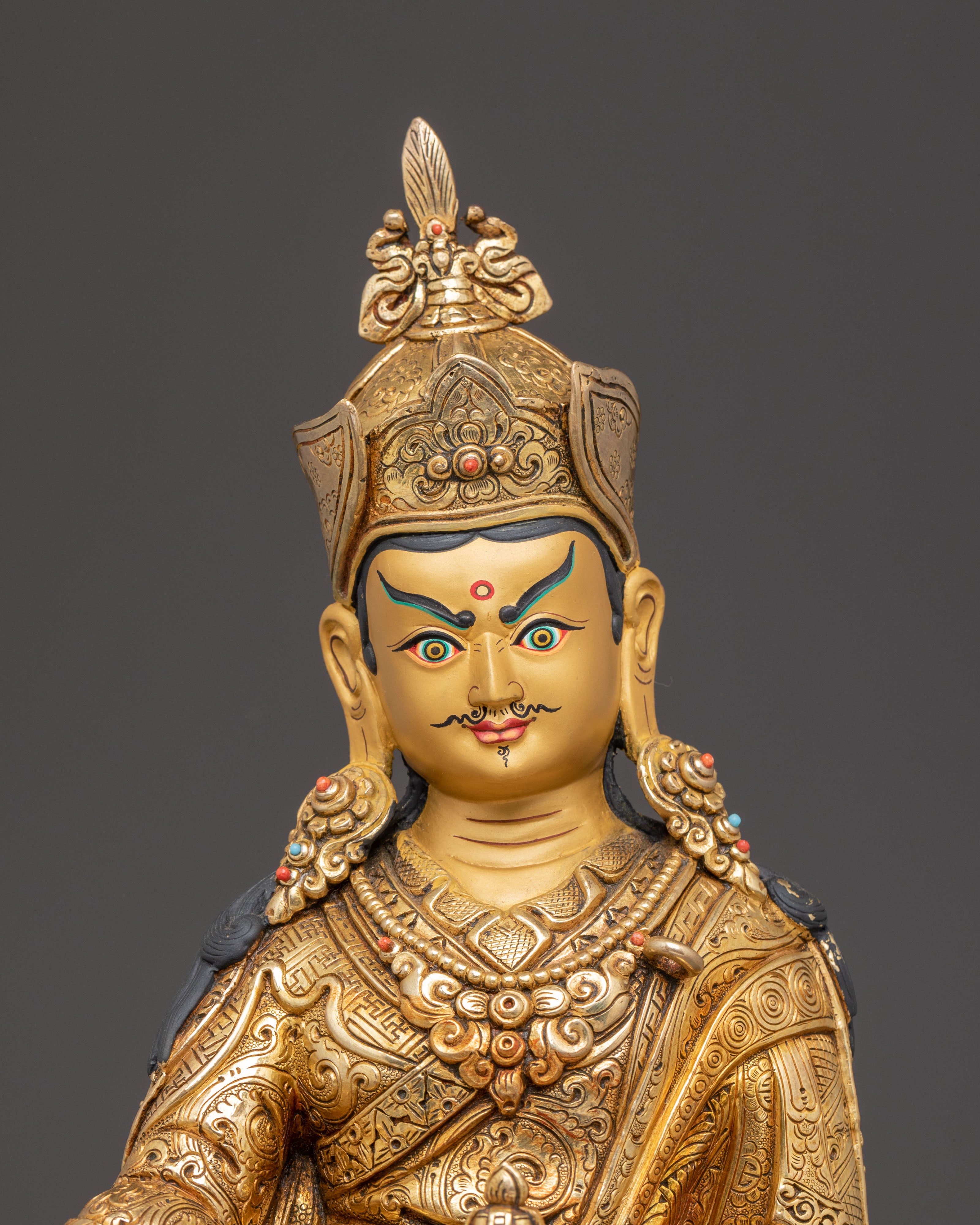 Radiant Golden Statue of Guru Padmasambhava | Tantric Master