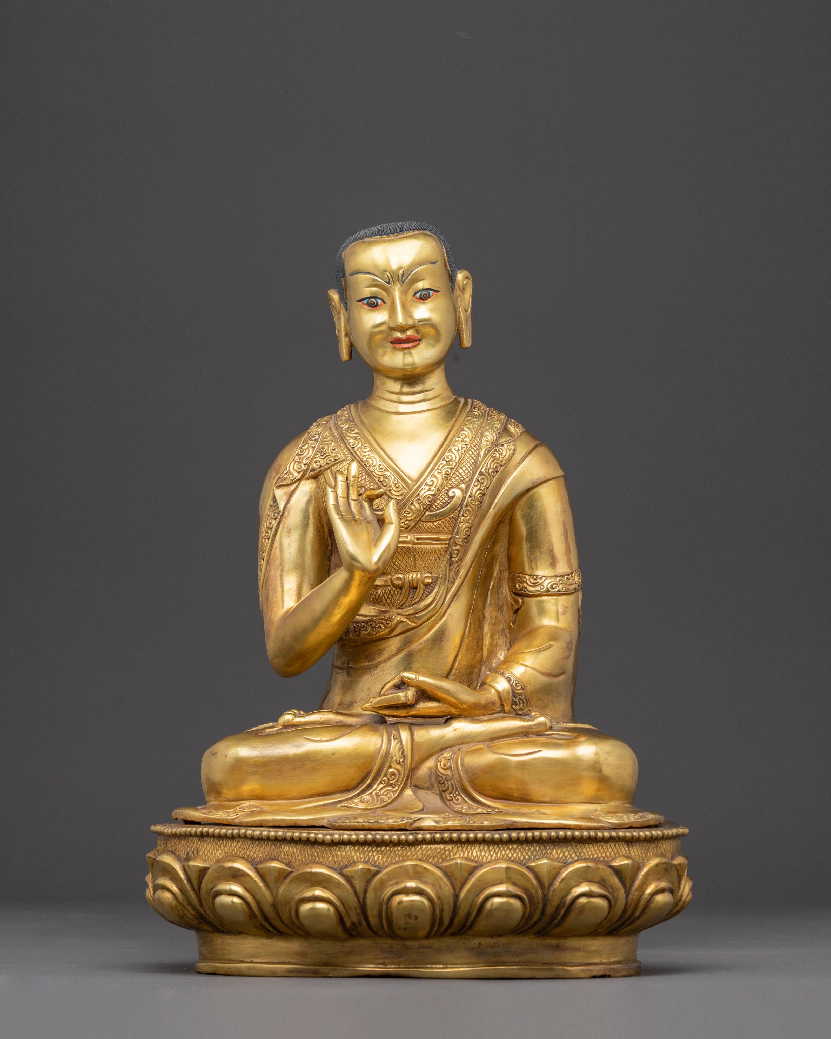 Traditional Statue of Tshongkhapa and His Disciples | Tibetan Master and Followers