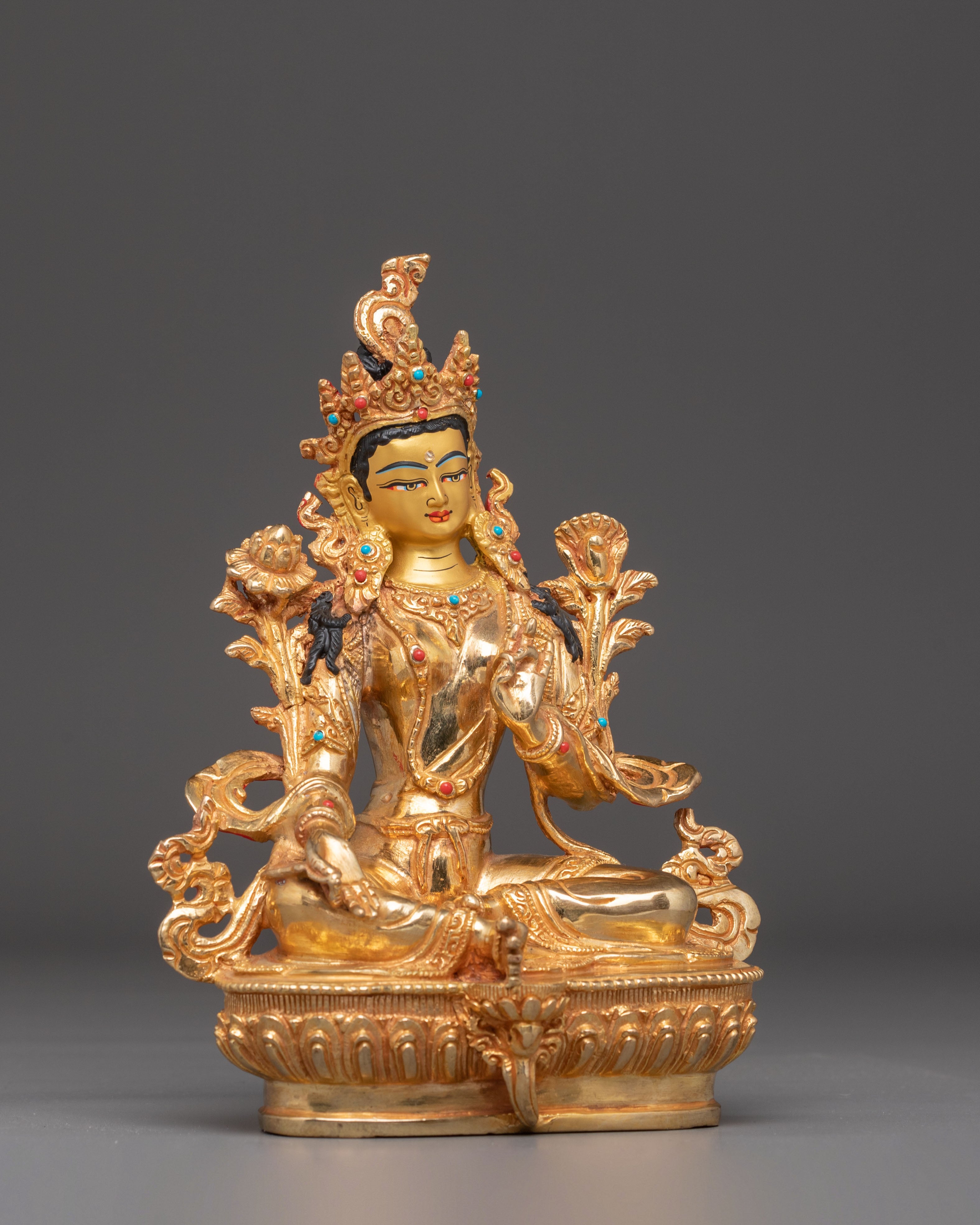 Golden 21 Tara Statues Set | Multiples of Tara for Ritual and Altar