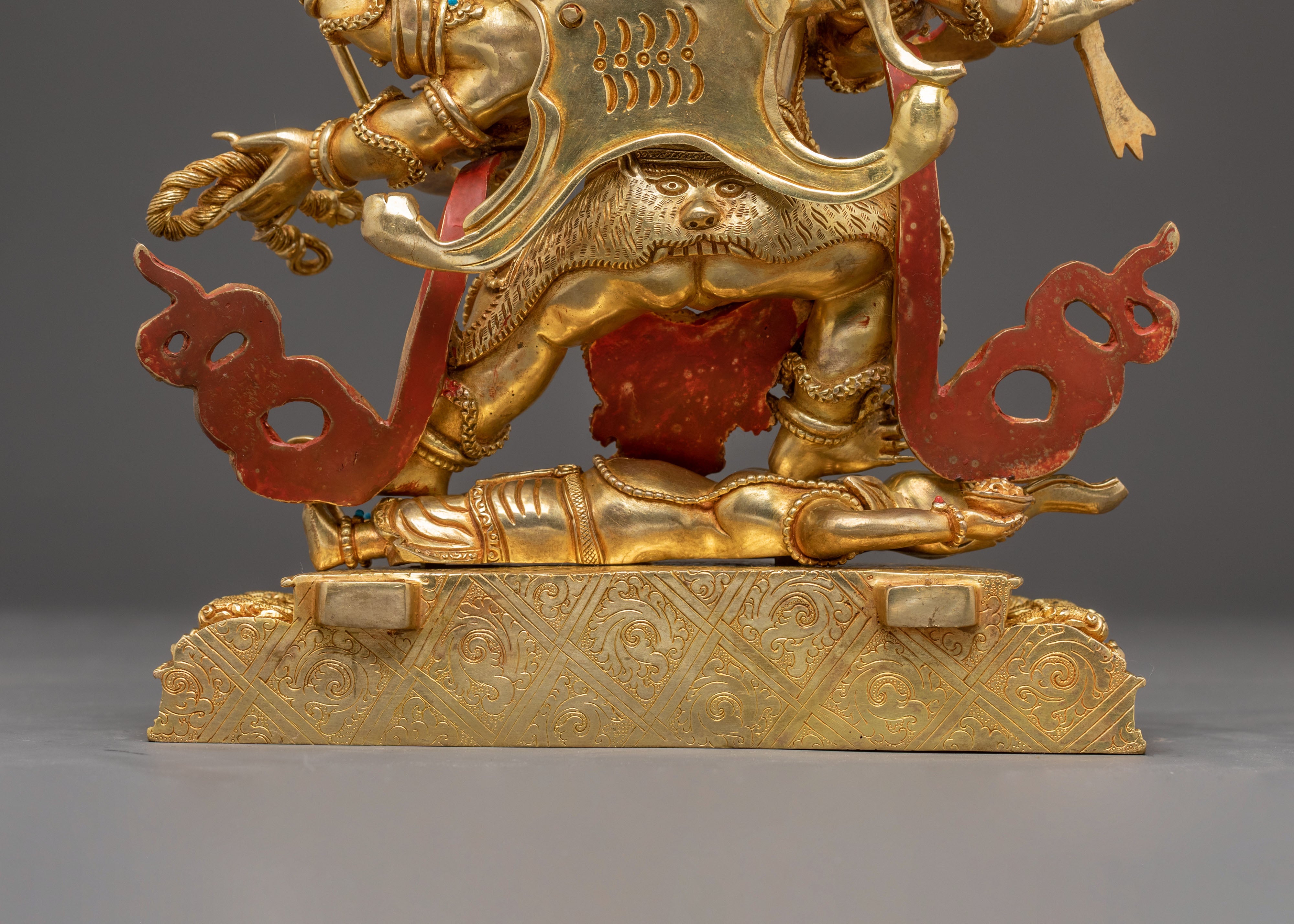 Handcrafted Six-Armed Mahakala Sculpture for Meditation