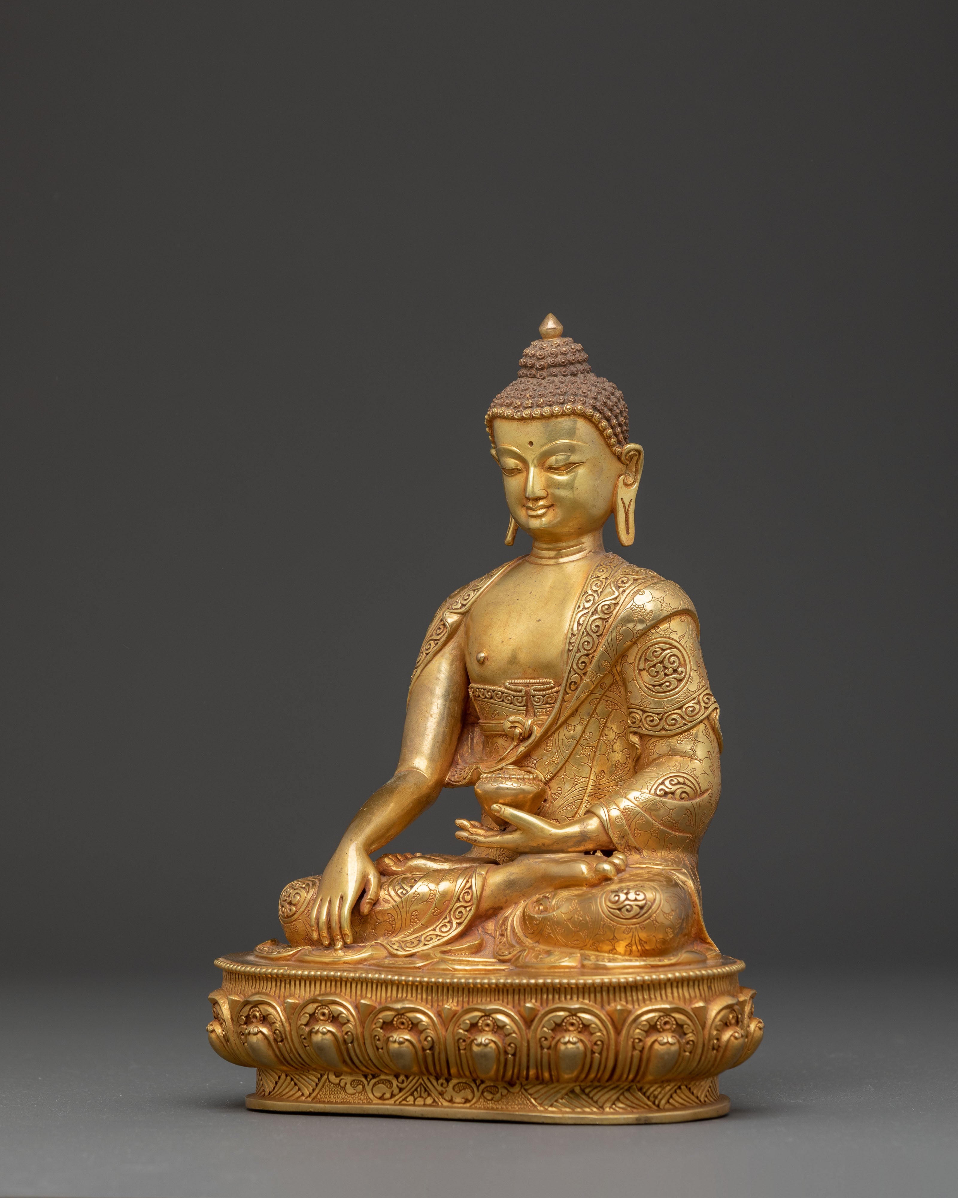 Golden Shakyamuni Buddha Copper Handmade Art | Meditation & Altar Decor