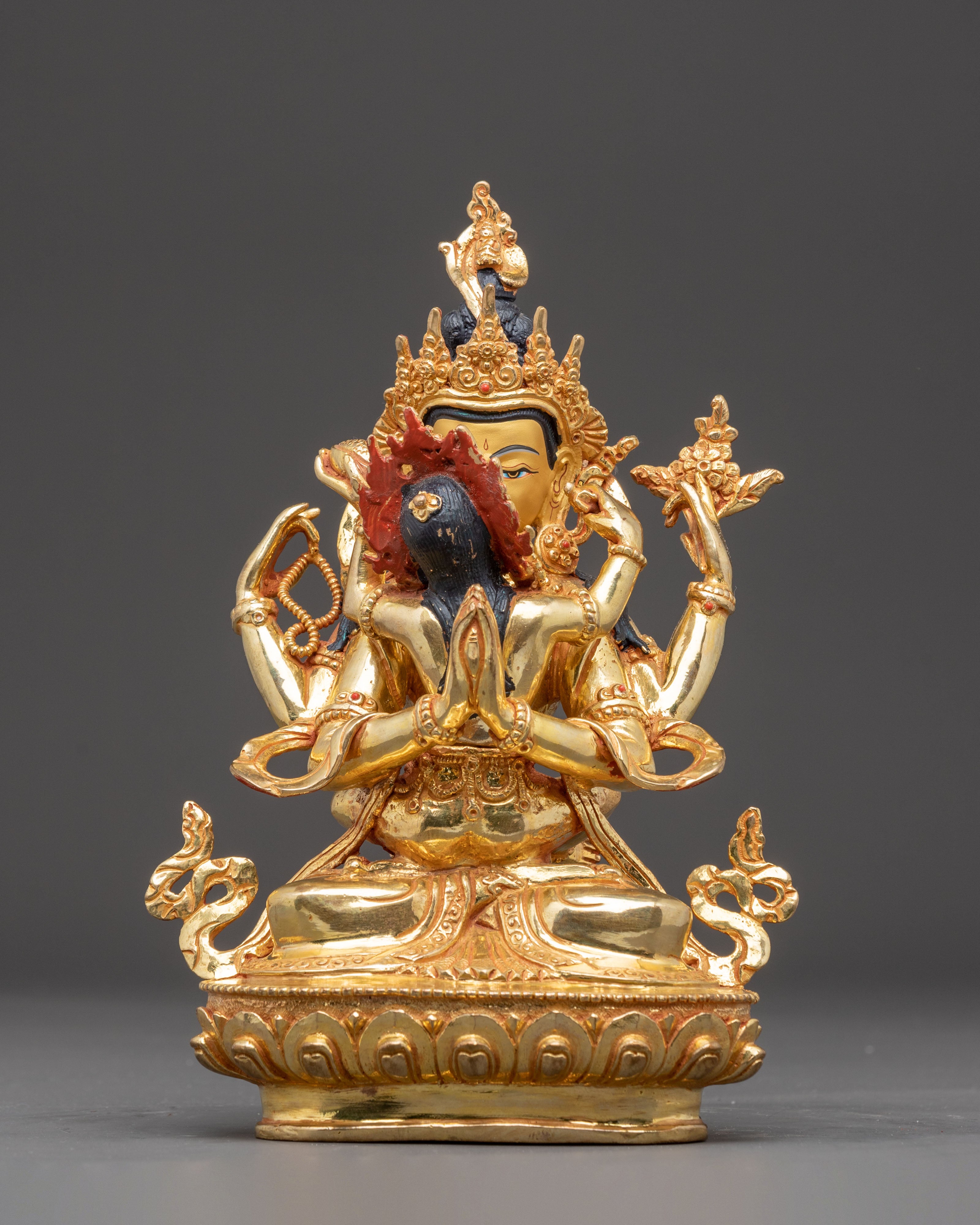 Handcrafted Sculpture of Four-Armed Chenrezig