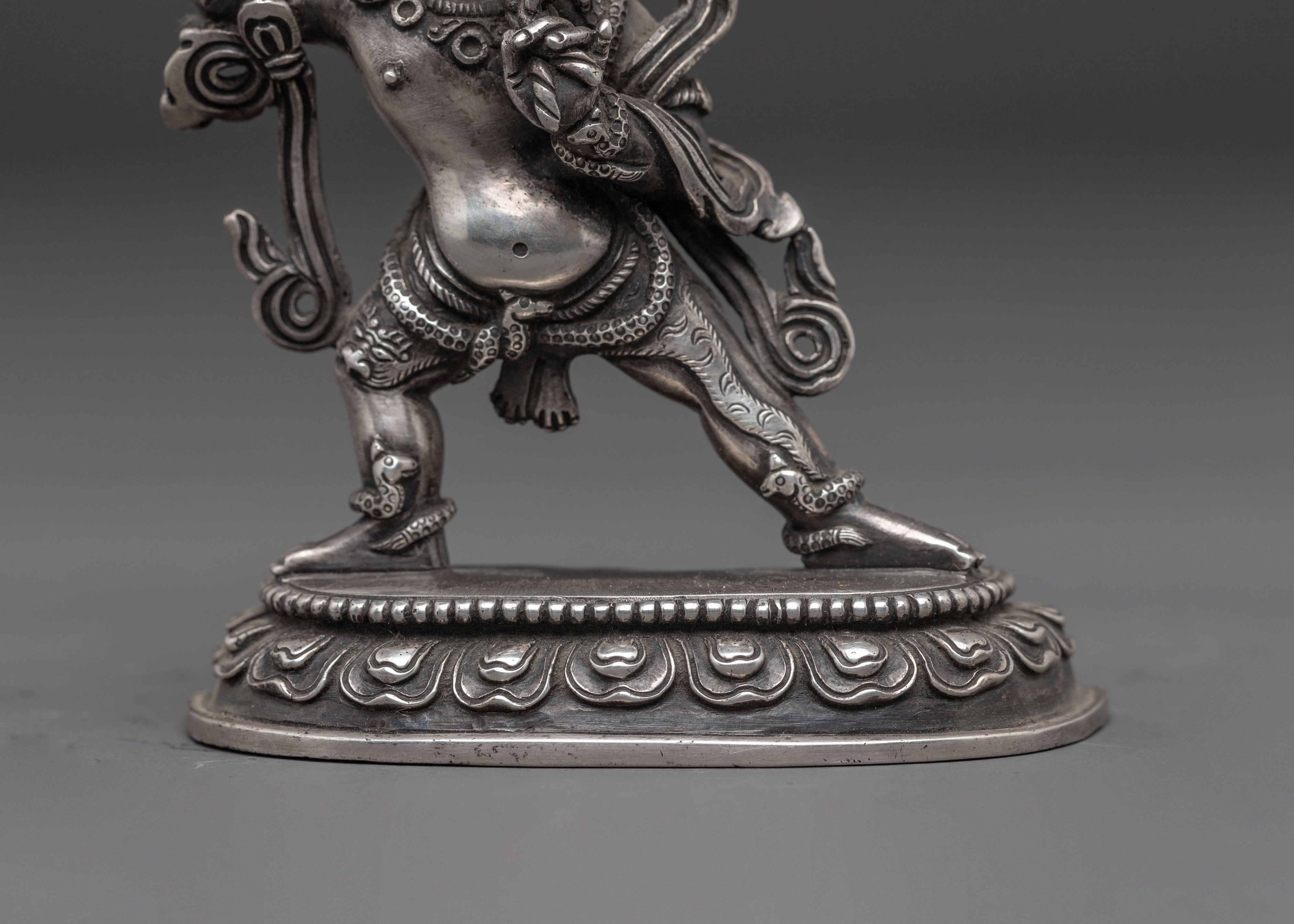 Silver Statue of Vajrapani | Powerful Guardian Deity