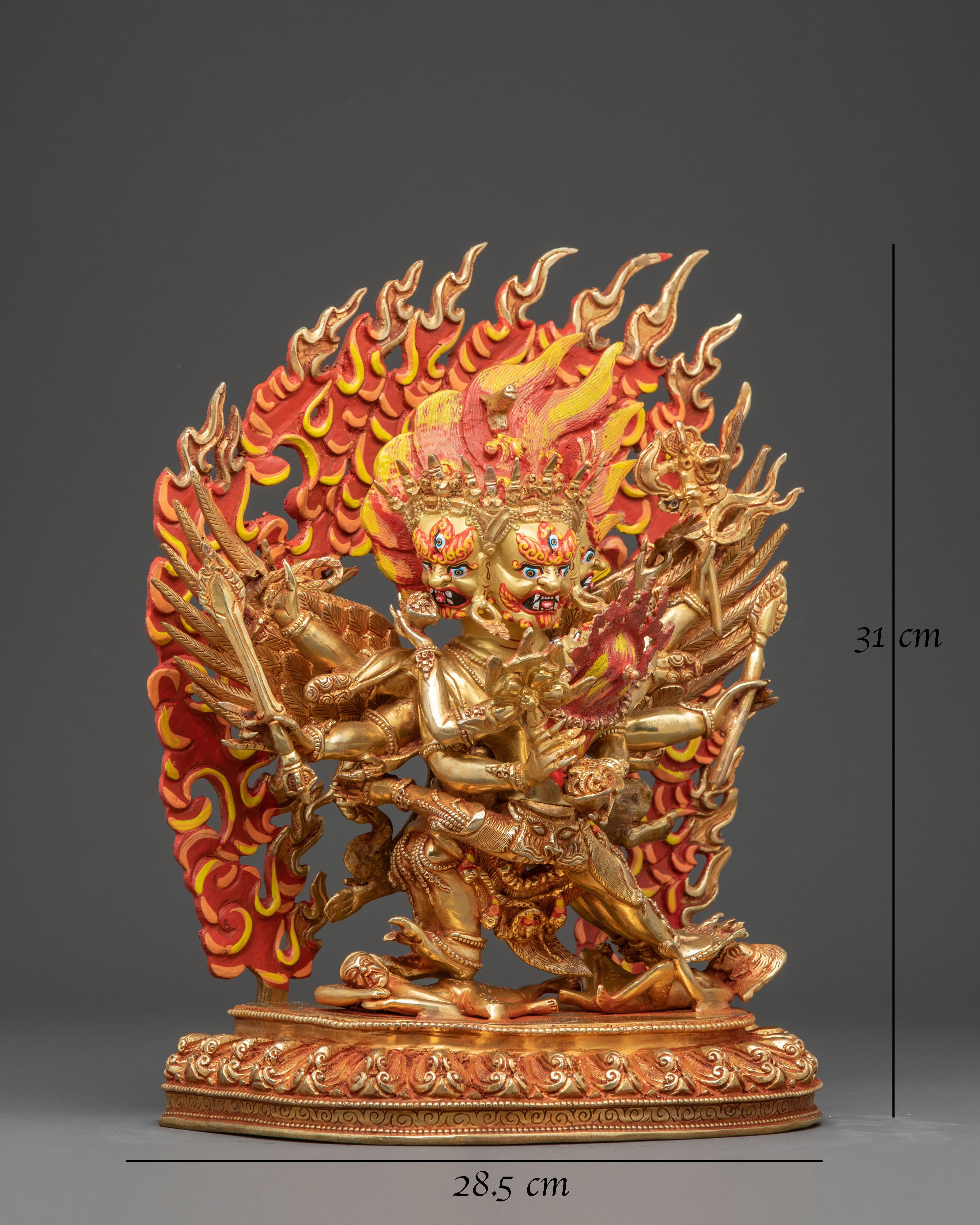 Handcrafted Golden Statue of Hayagriva | Fierce Tibetan Protector Deity
