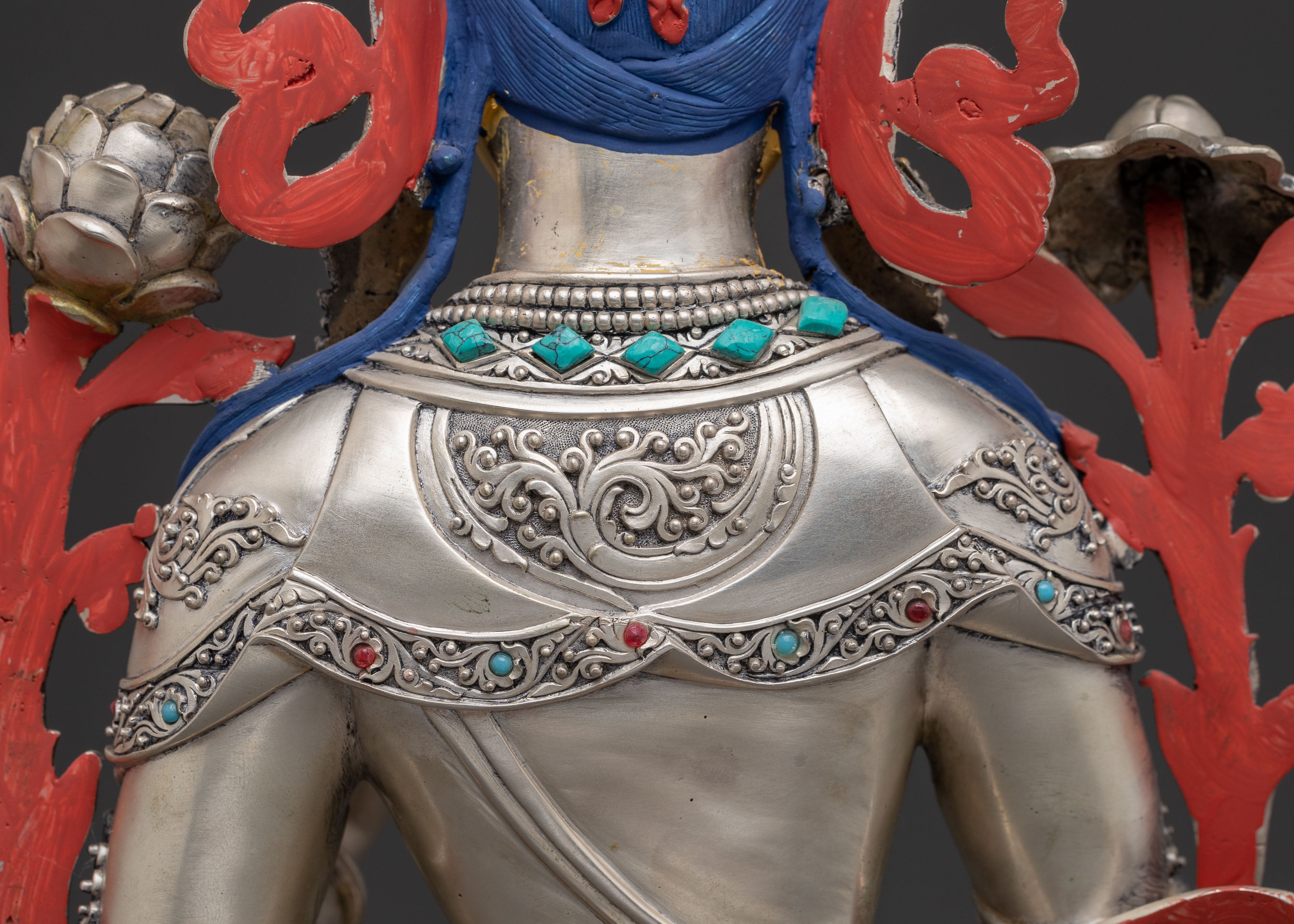 Silver White Tara Figurine: Tibetan Healing Deity | Meditation & Altar Decor