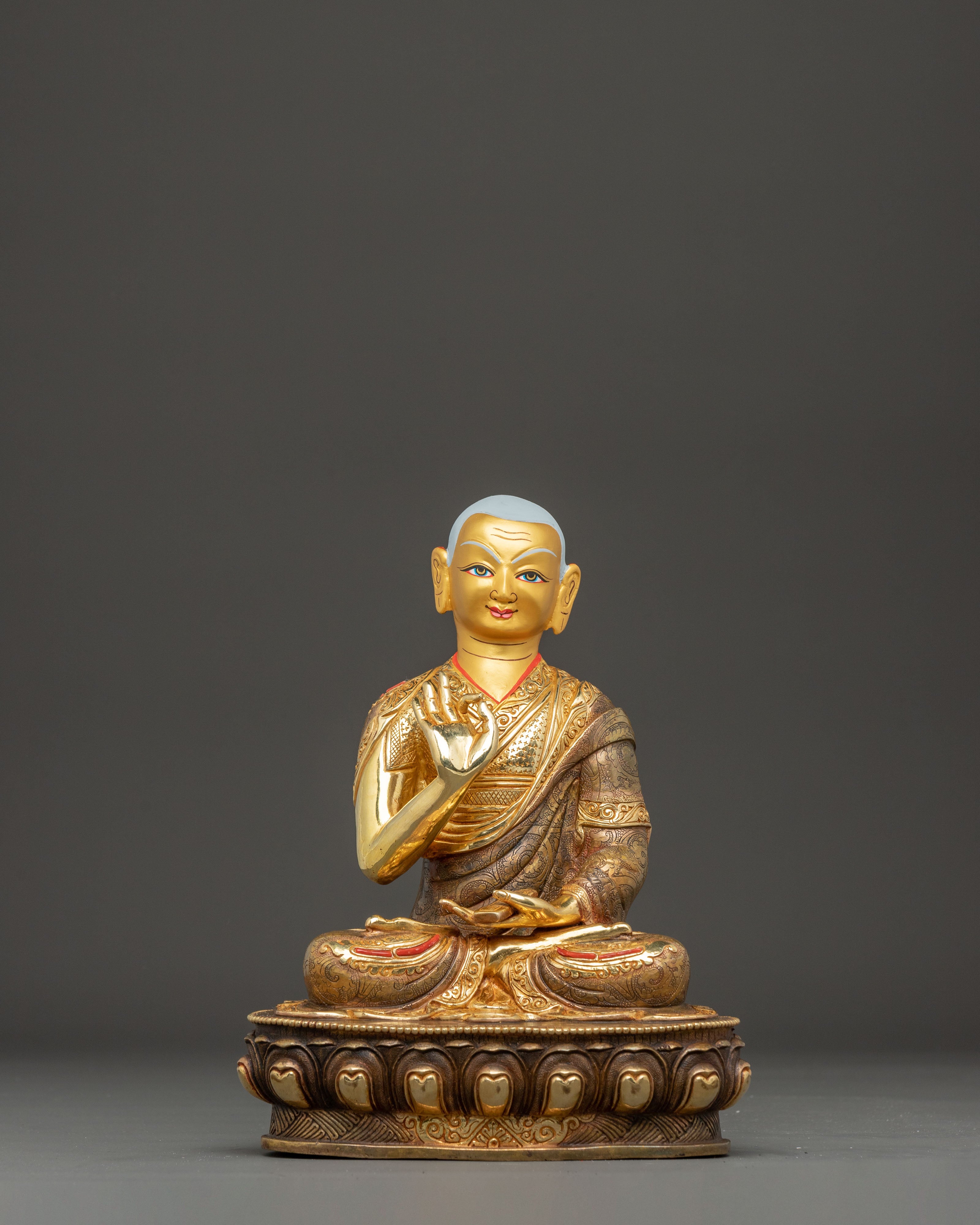 Handmade Tsongkhapa Statue Set for Meditation Decor