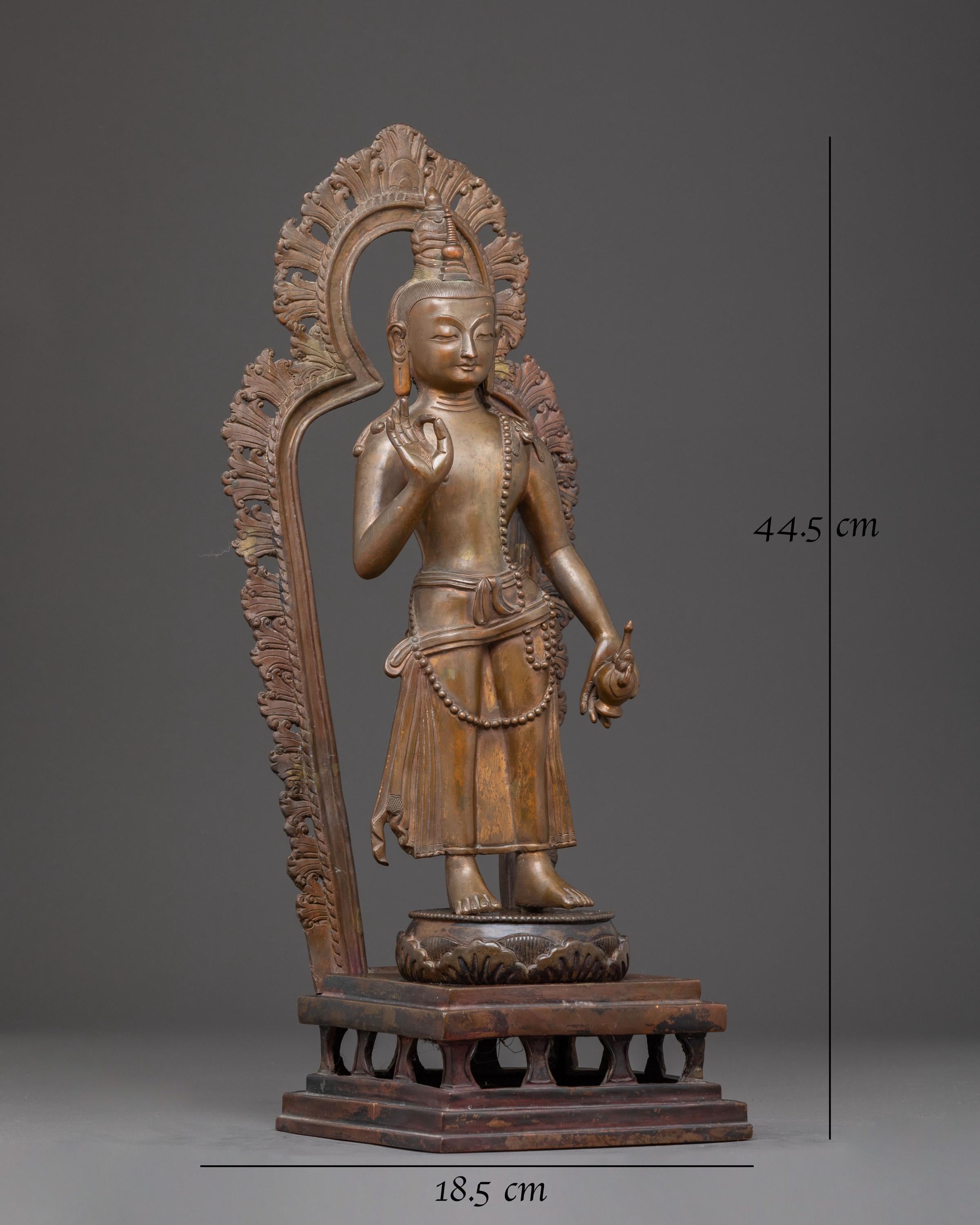 Standing Maitreya Buddha Copper Statue | The Future Buddha