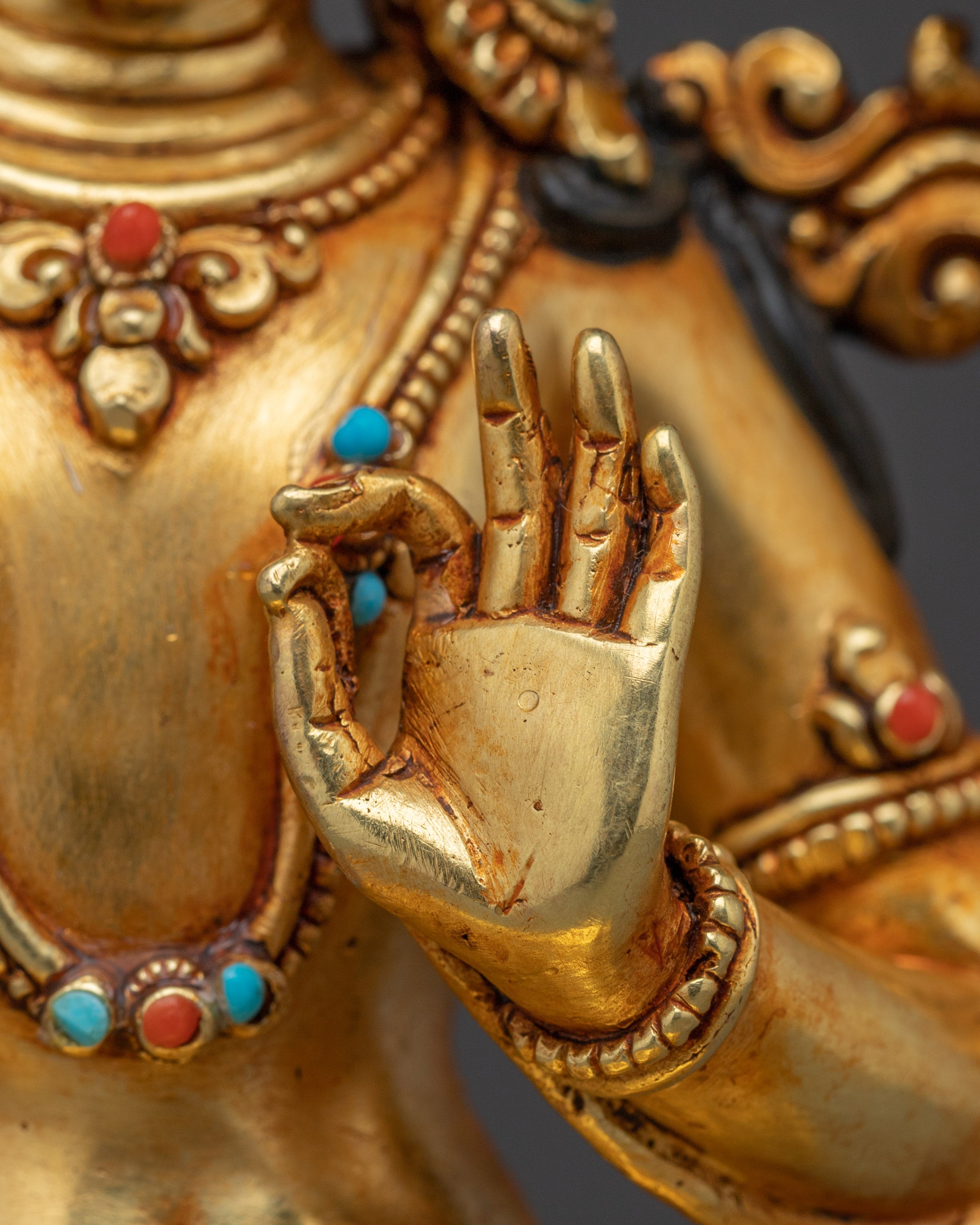 Dharma Sword Bodhisattva Manjushri | Gold Gilded Statue