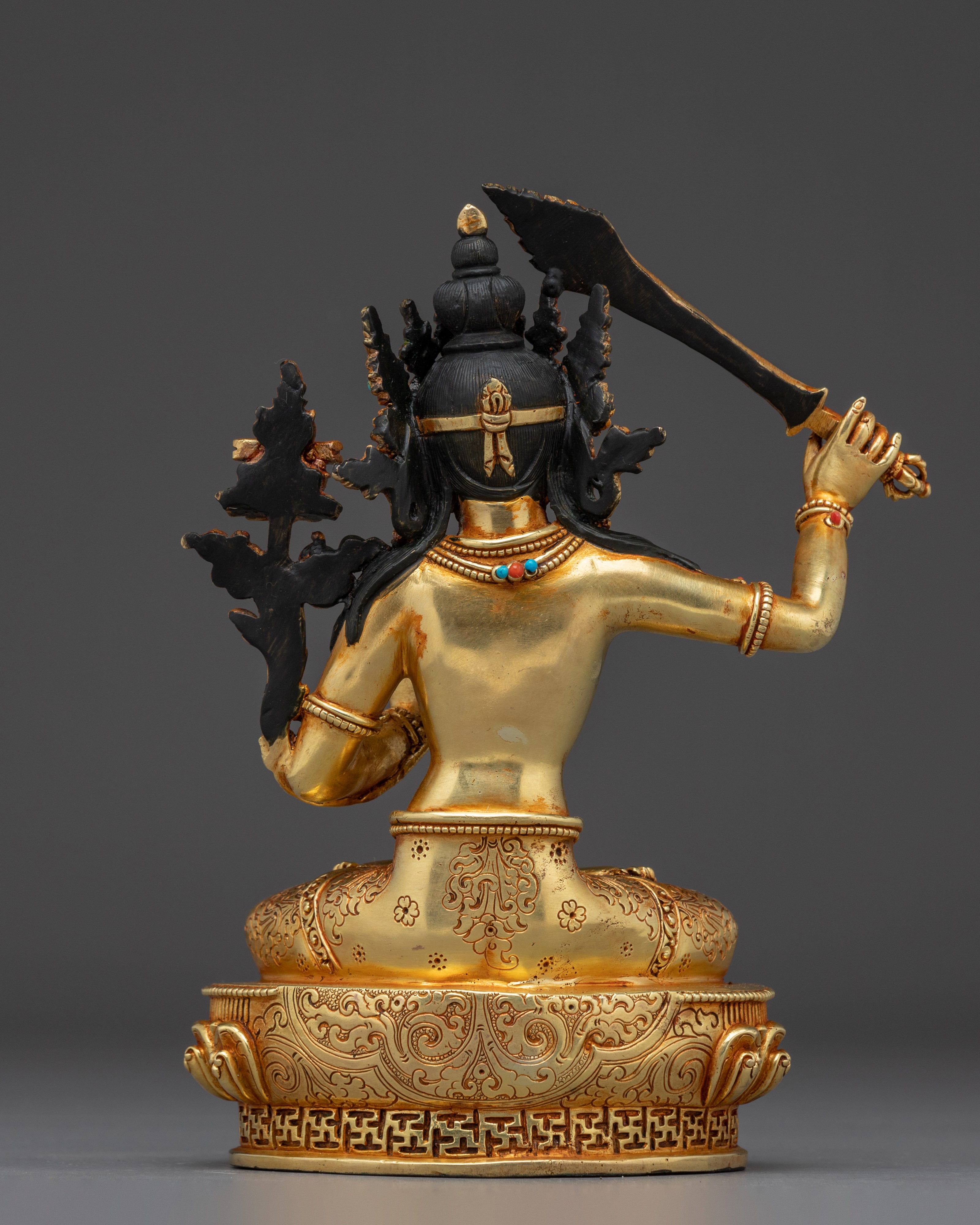 Dharma Sword Bodhisattva Manjushri | Gold Gilded Statue
