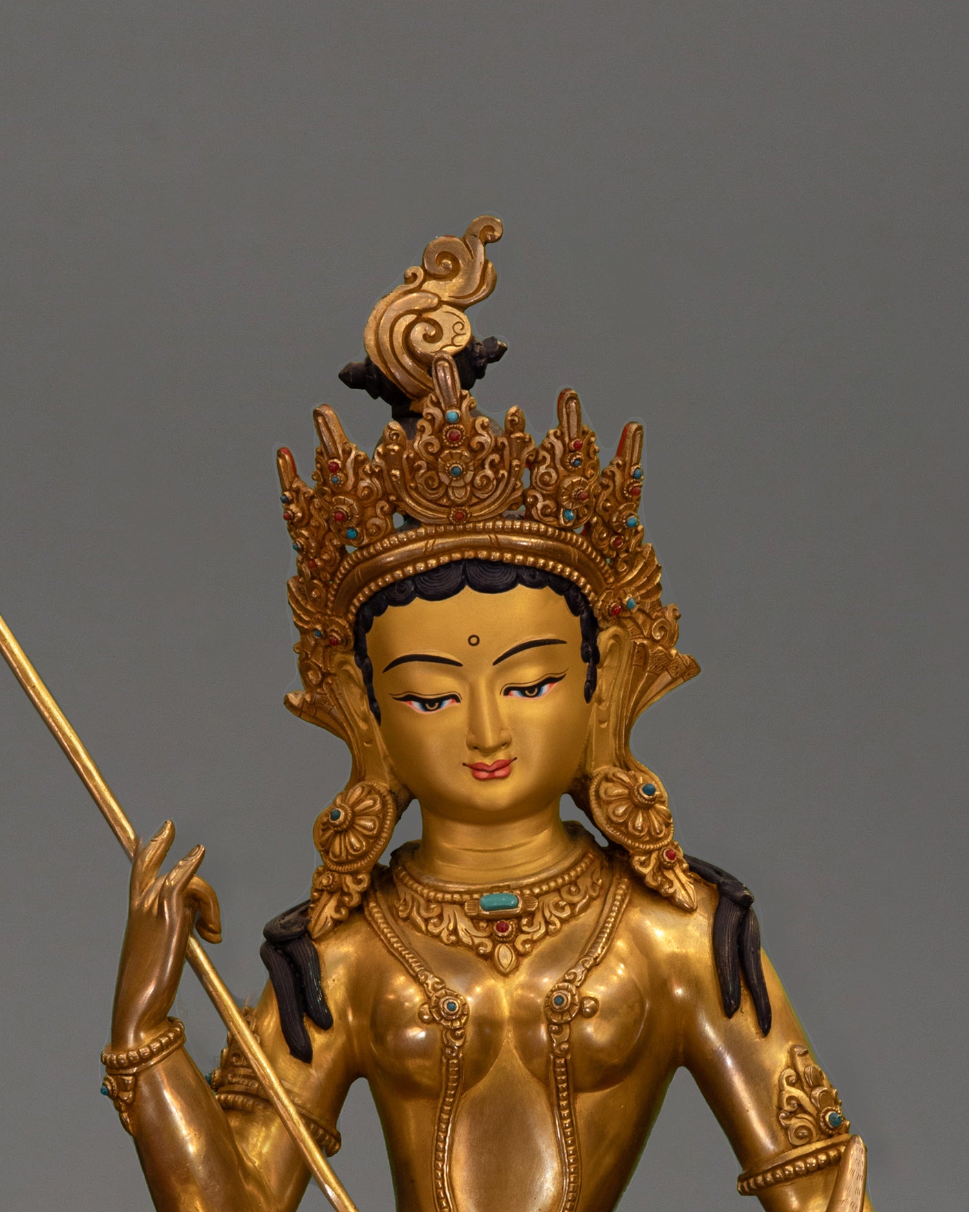 Golden Red Manohara Vasudhara Statue | Traditional Himalayan Art