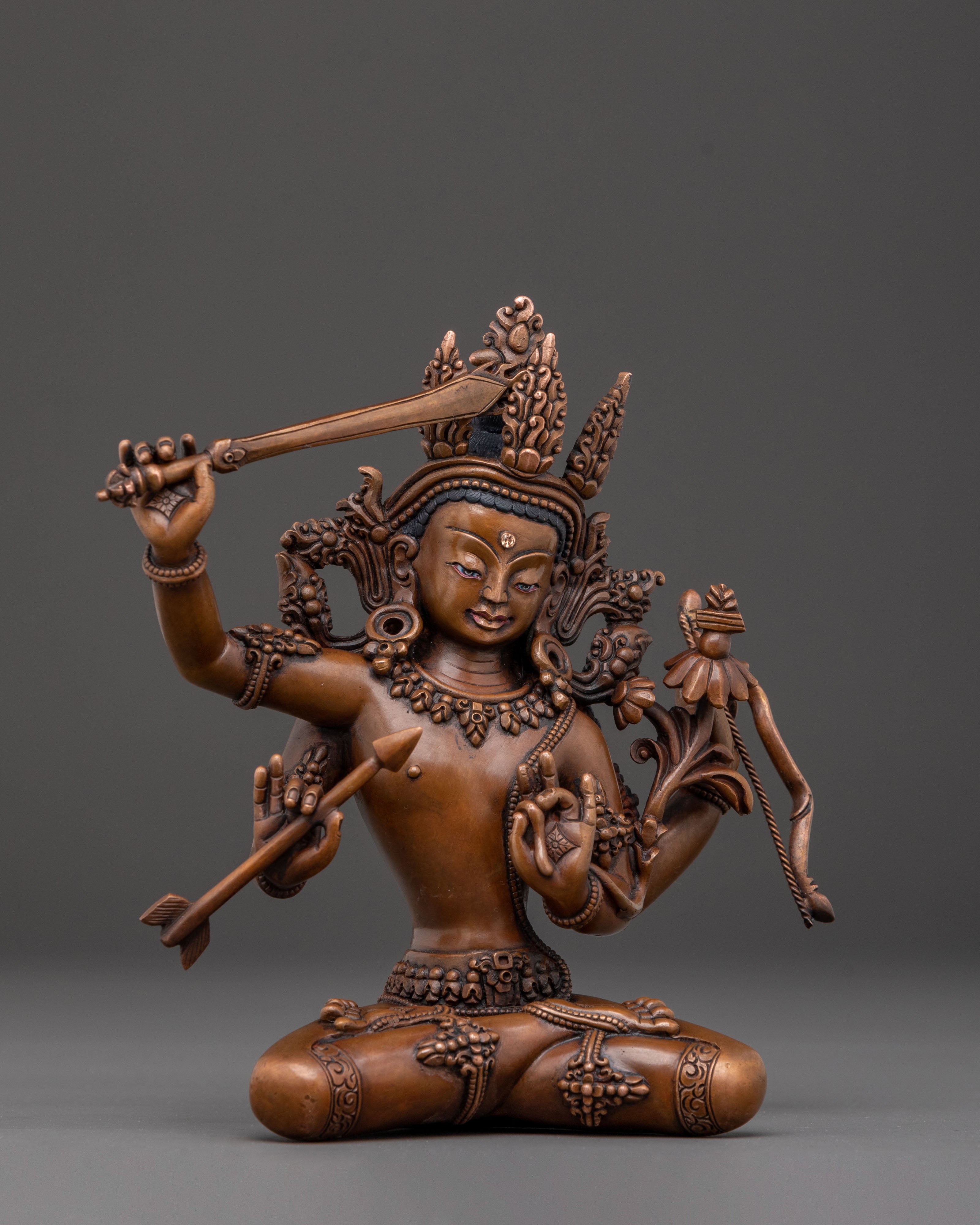 Black Manjushri Mantra Practice Statue | Bodhisattva Of Wisdom Sculpture