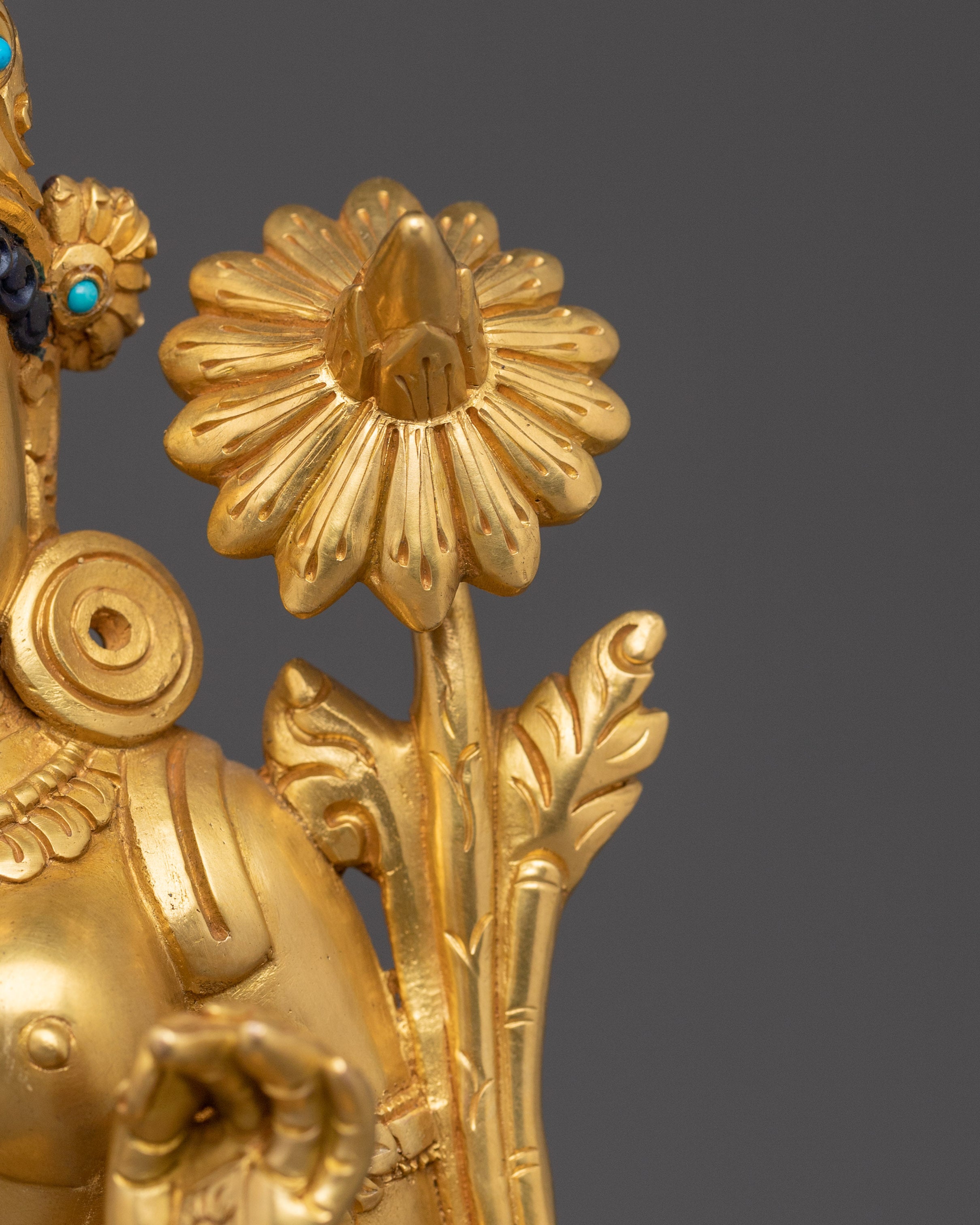 Standing Green Tara Golden Statue | Shyama Tara - Compassionate Deity