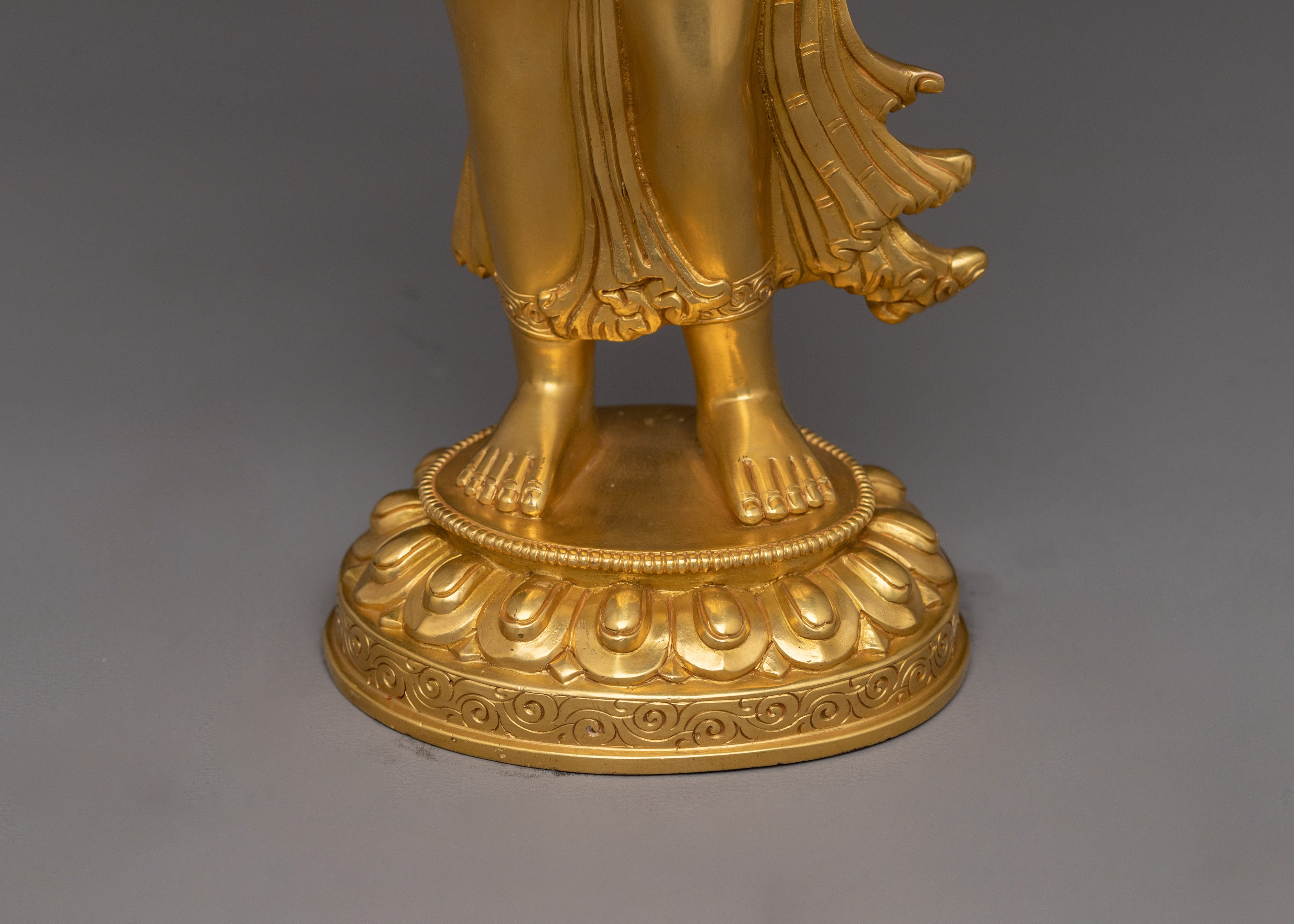 Standing Green Tara Golden Statue | Shyama Tara - Compassionate Deity