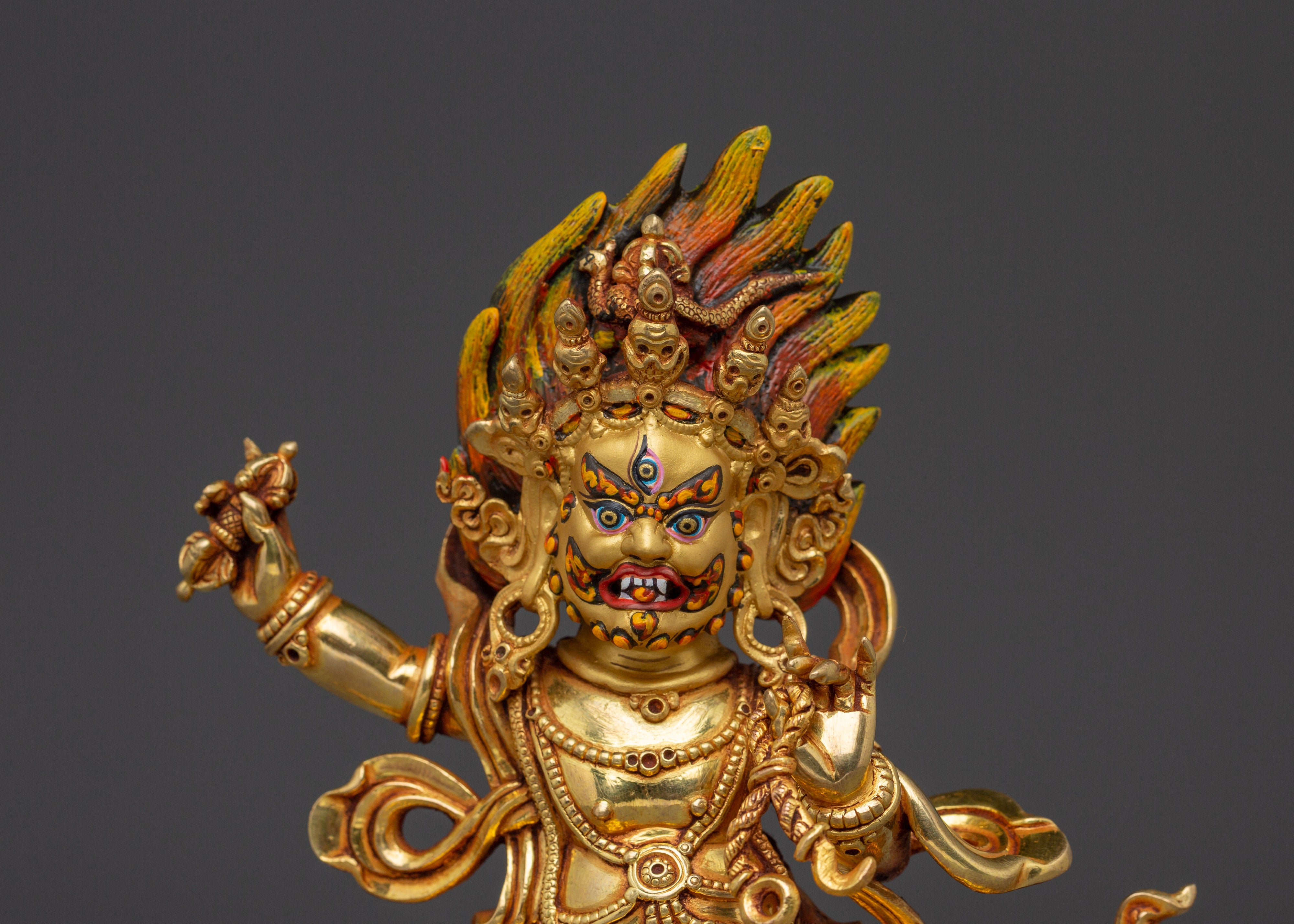 Gold Gilded Vajrapani Statue | Wrathful Bodhisattva