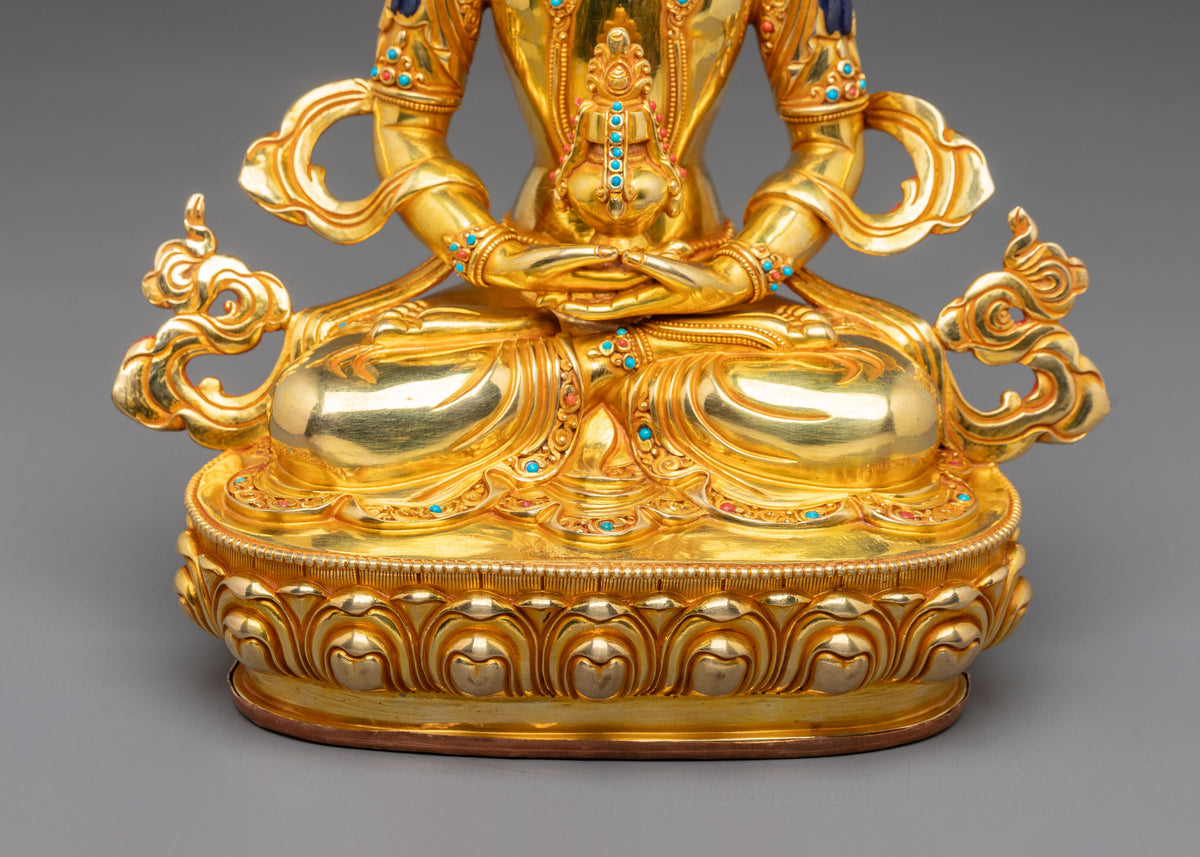 Long Life Buddha Amitayus Copper Statue | Altar Decor for Meditation