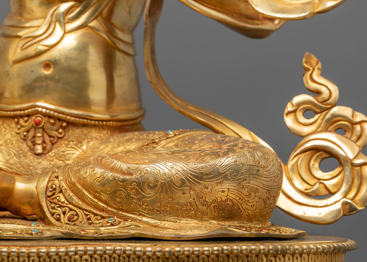 Green Tara 24K Fire Gold Gliding Statue | Buddhist Home Decoration