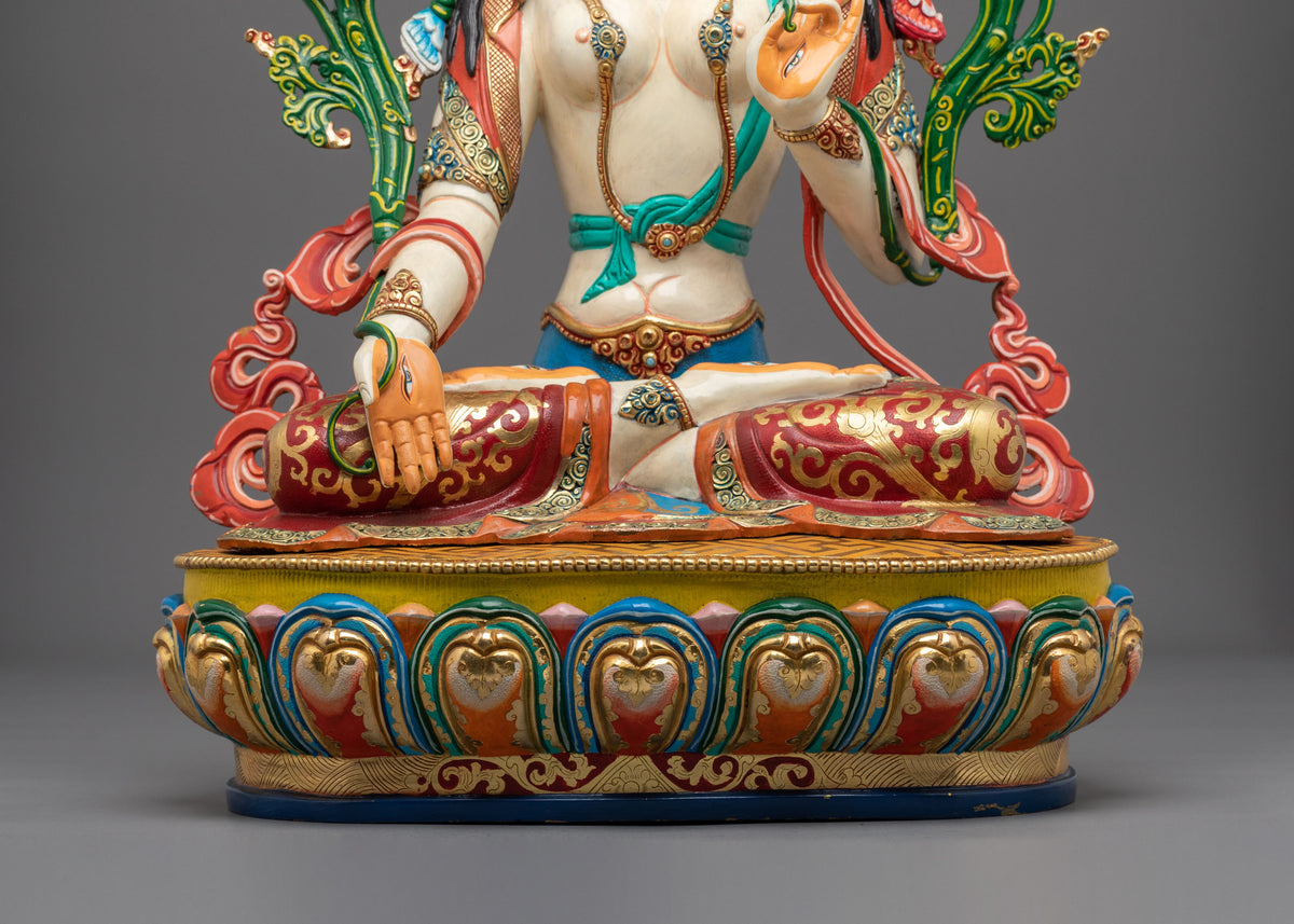 White Tara Handcrafted Buddhist Statue | 24K Gold Gilded