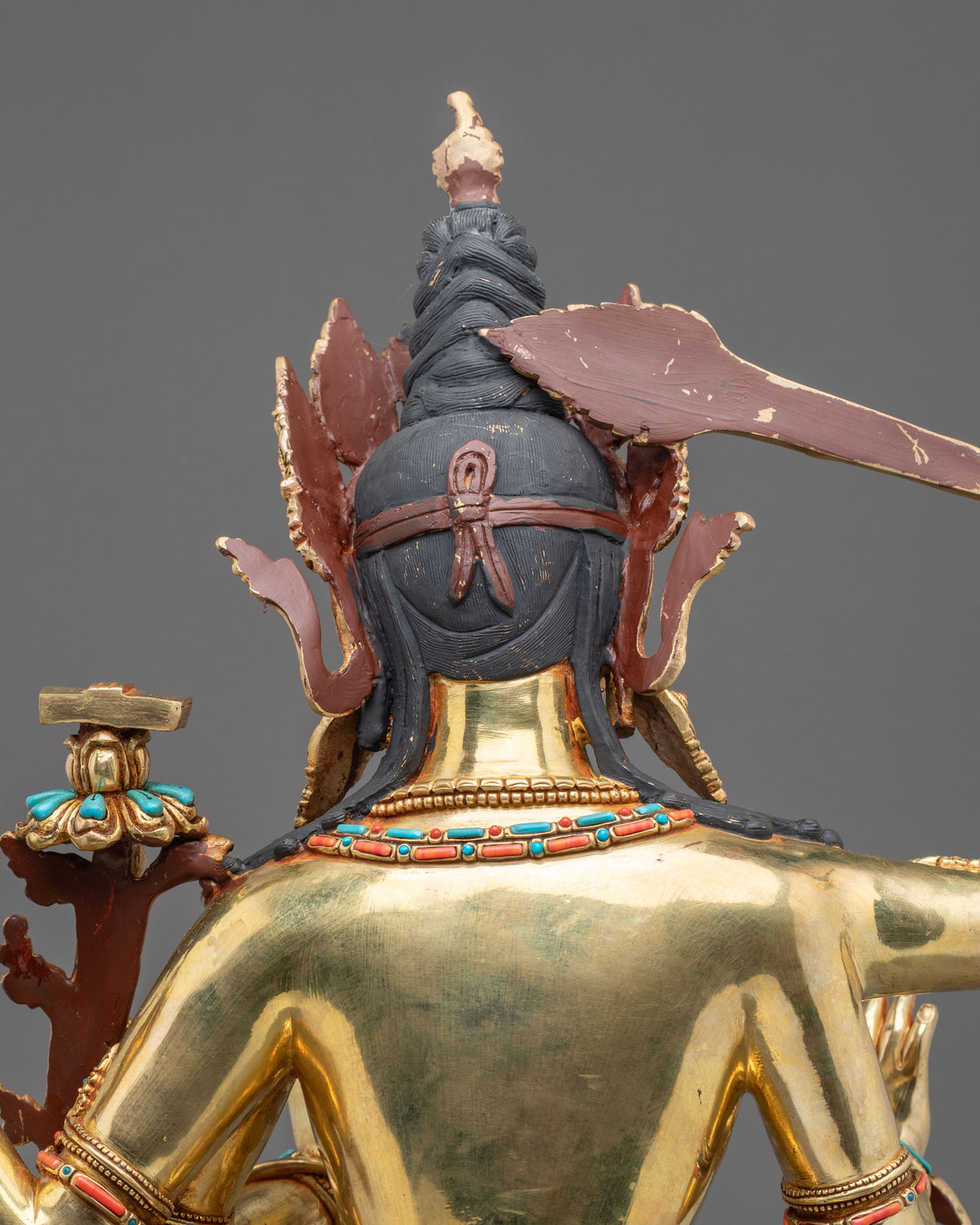 Maha Manjushri Copper Sculpture - 24K Gold Gilded Handcrafted Art