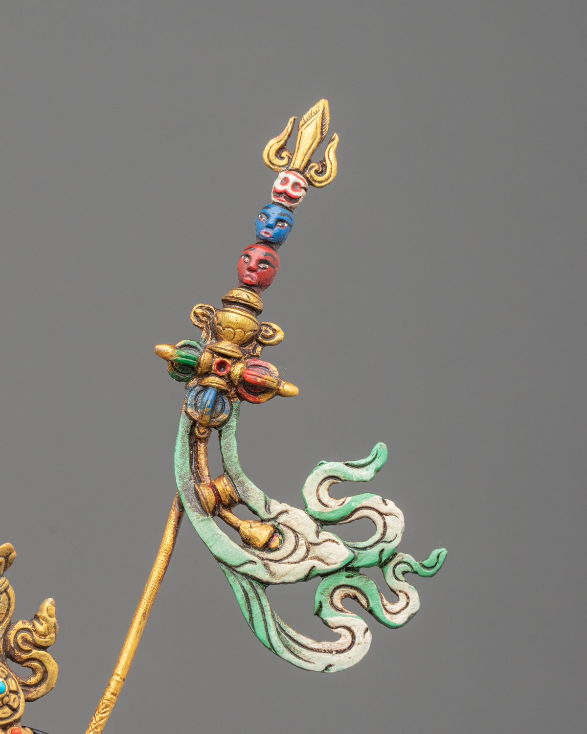 Handmade Tibetan Statue of Guru Rinpoche Sculpture: 24K Gold Gilded