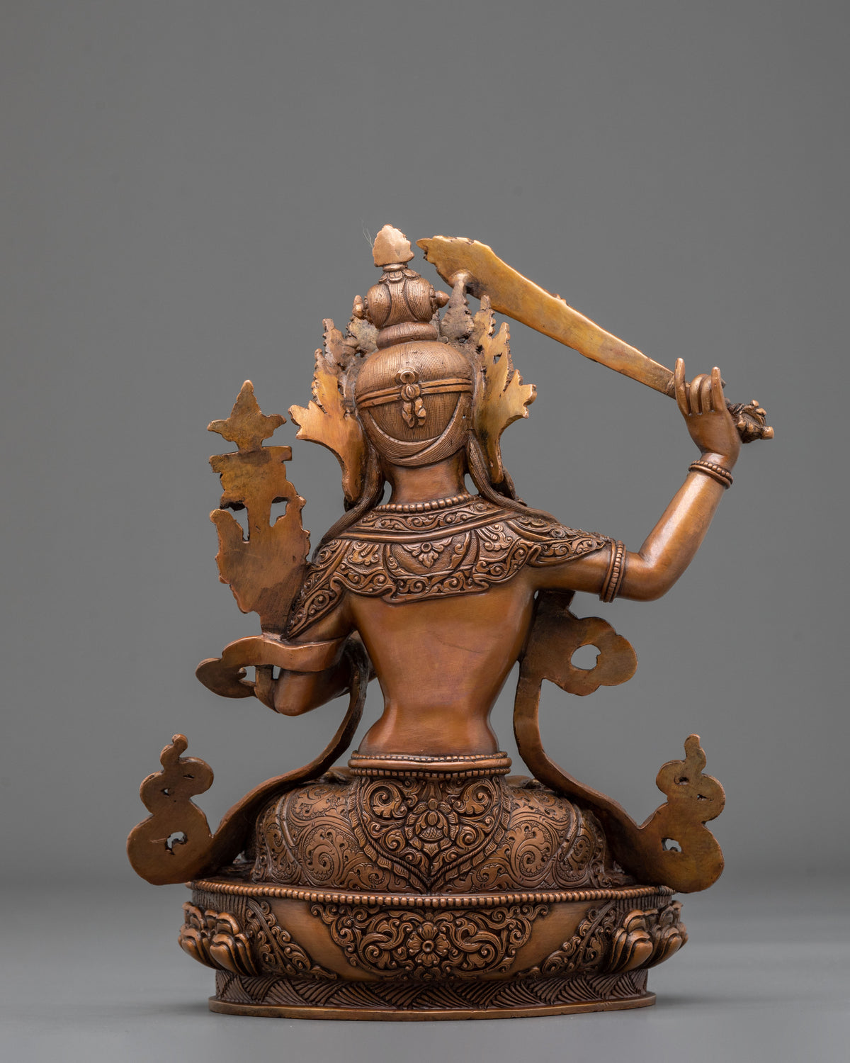 Manjushri Oxidized Copper Sculpture | Himalayan Buddhist Sacred Art