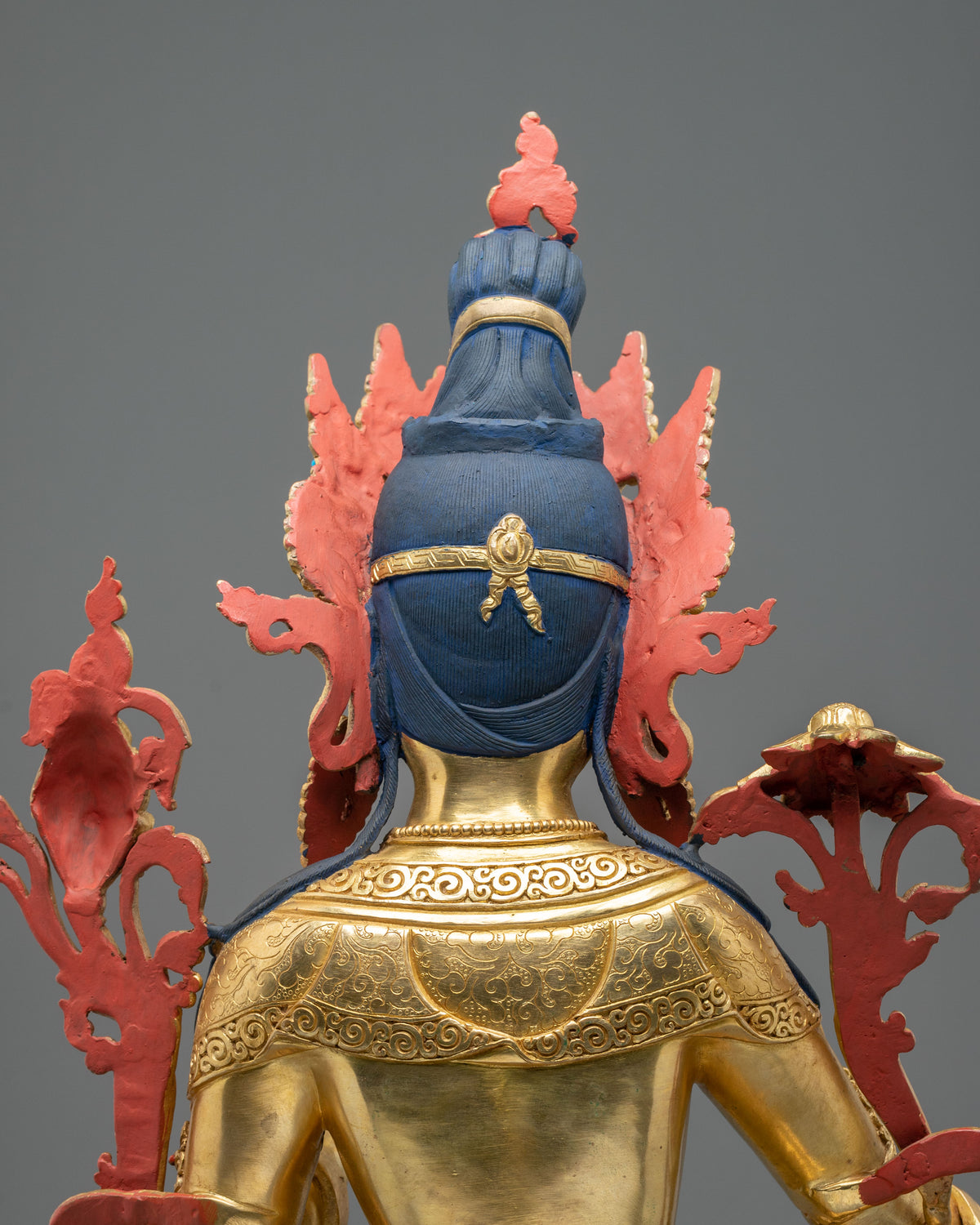 Tibetan Goddess Green Tara Golden Sculpture