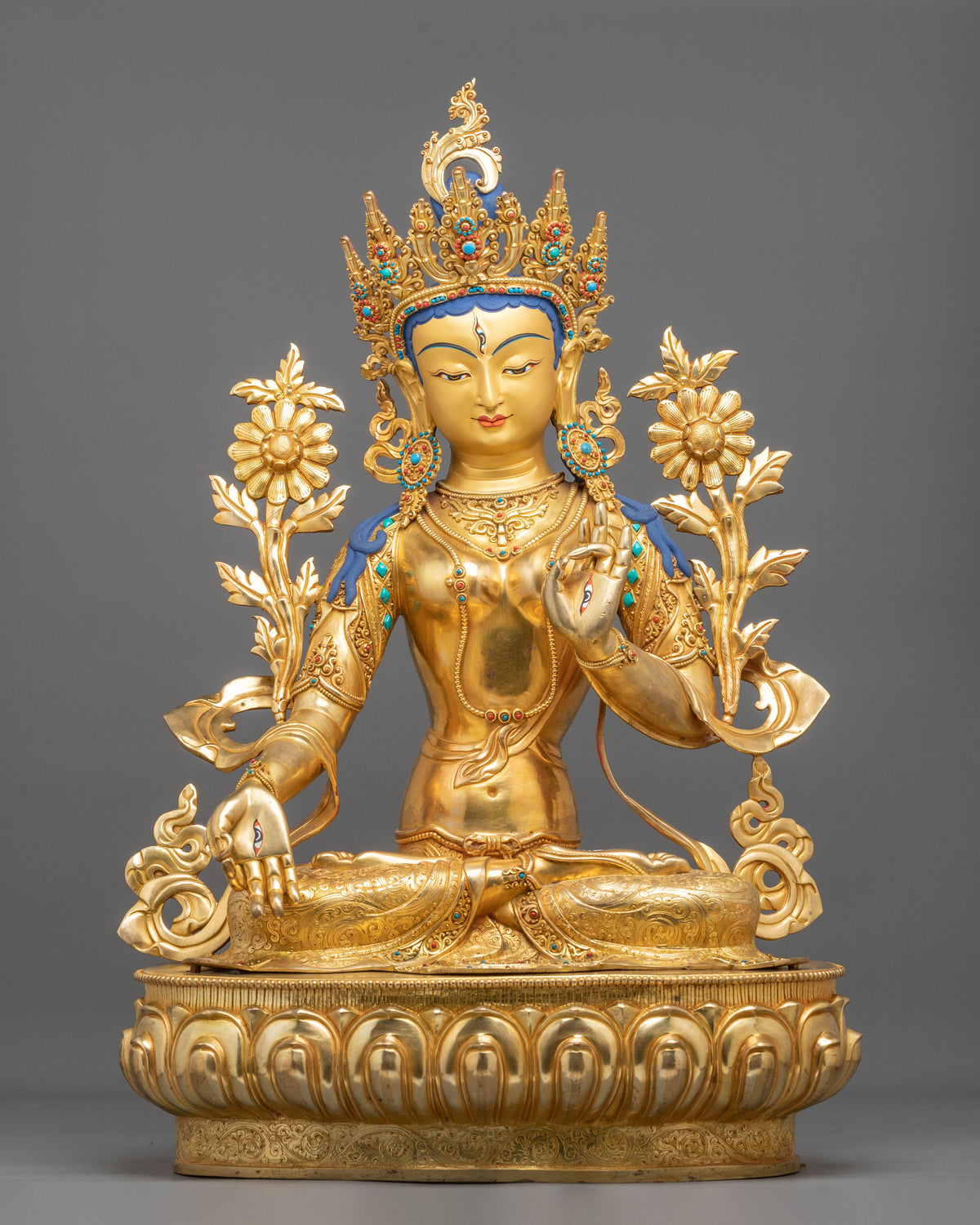 Long Life Goddess White Tara Sculpture | Goddess of of Compassion and Longevity