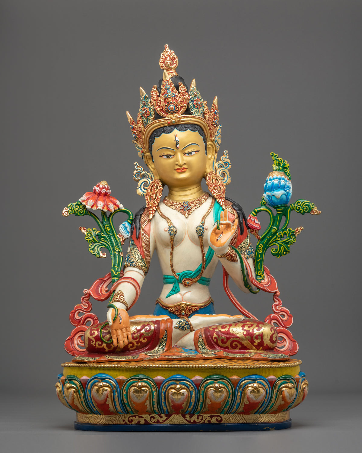 White Tara Handcrafted Buddhist Statue | 24K Gold Gilded