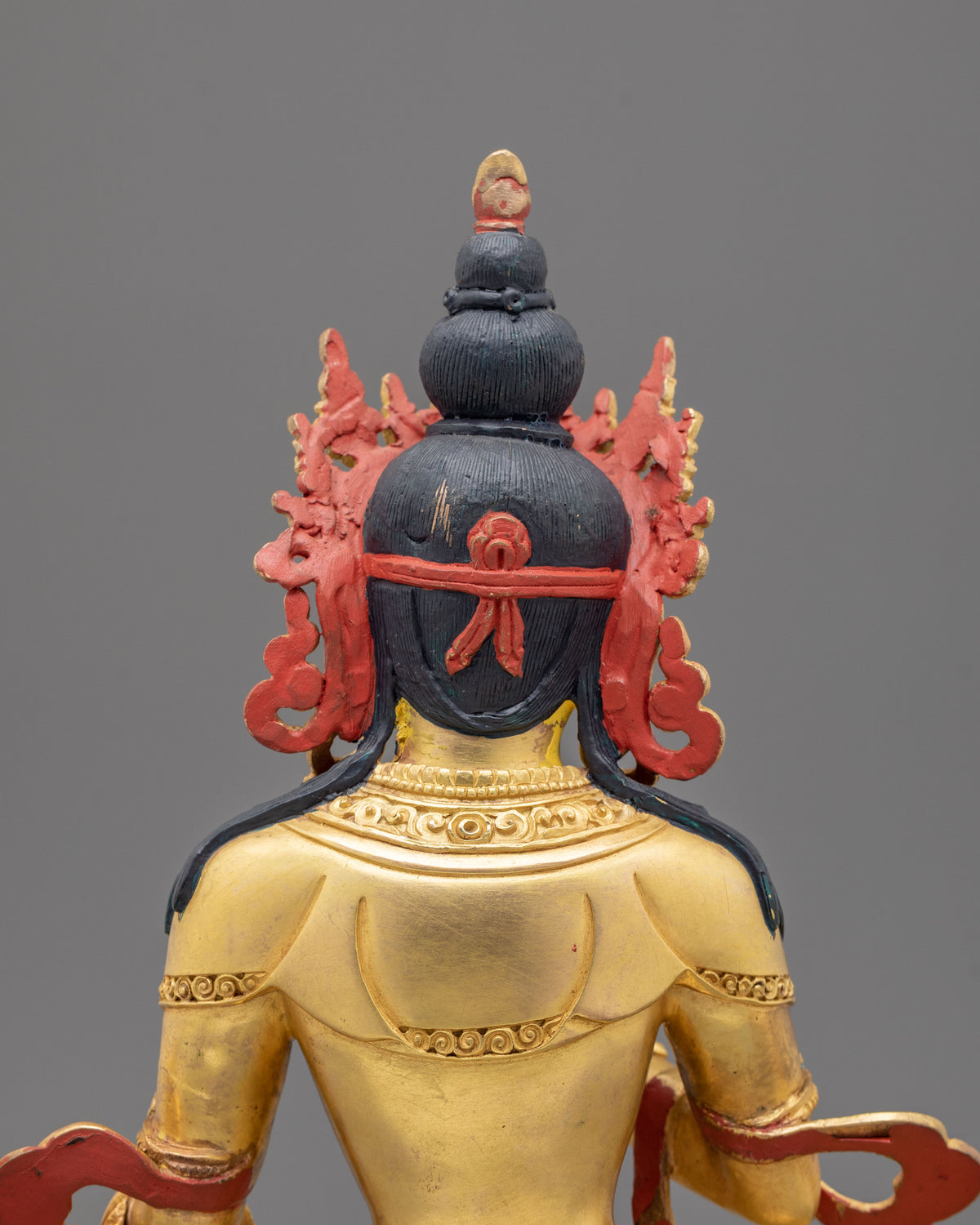 24k Gold Gilded Kshitigarbha Statue | Sacred Copper Figurine