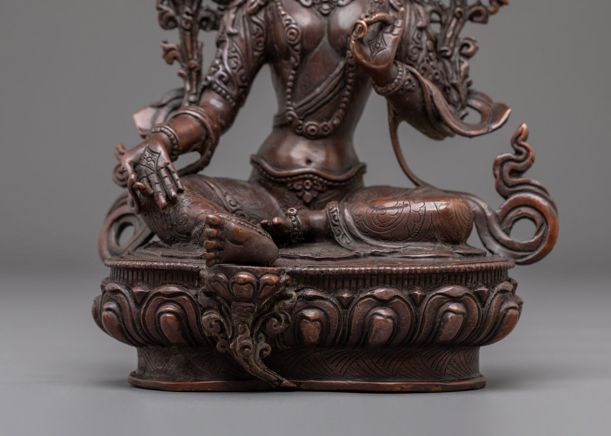 Green Tara Handmade Copper Statue for Meditation