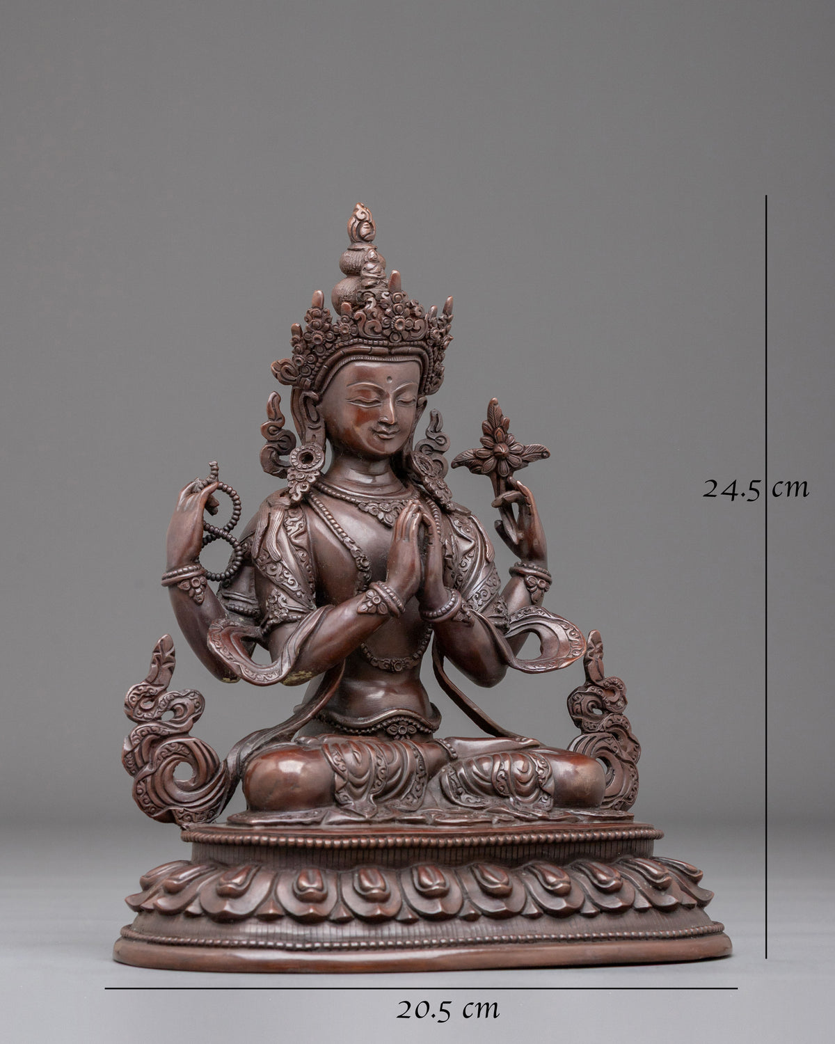 Chenrezig Oxidized Figurine for Altar | Bodhisattva of Boundless Compassion