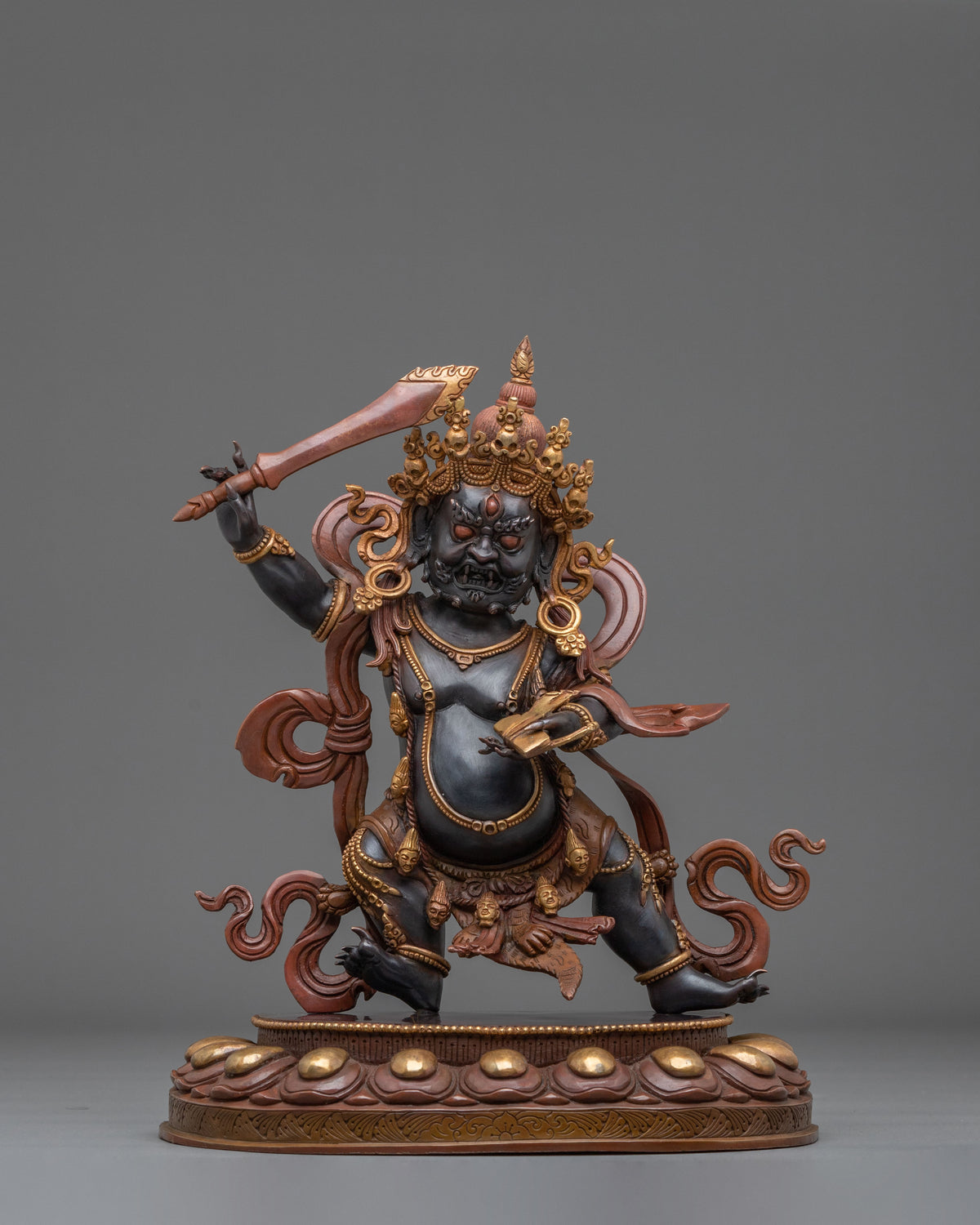 Black Manjushri Wisdom Deity Statue in Oxidized Copper Body