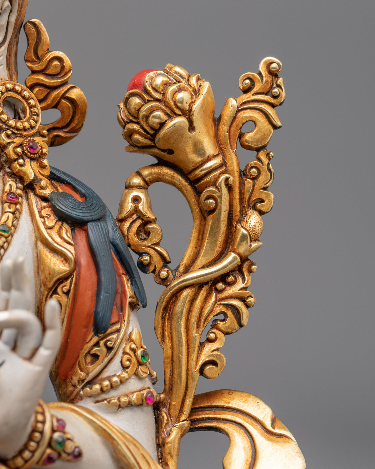 White Tara Copper Figurine: Deity of long life & Healing