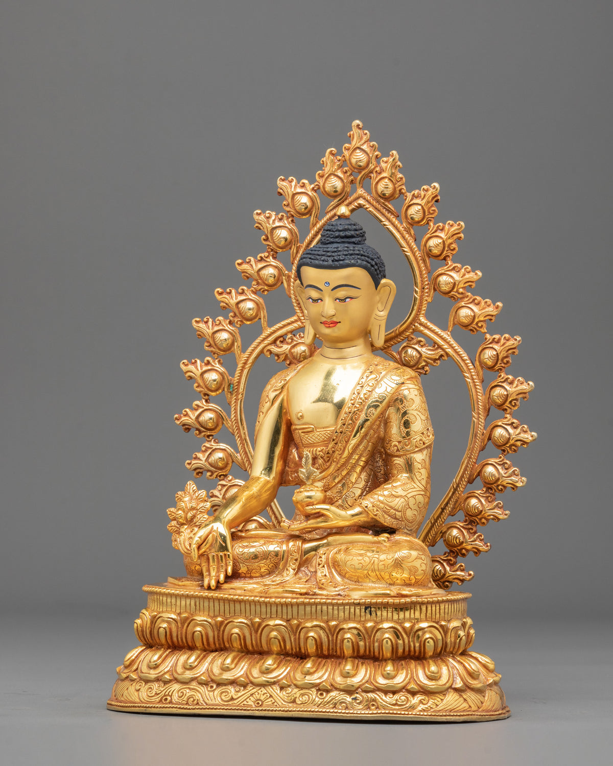 Medicine Buddha 24K Gold Gilded Statue of Healing