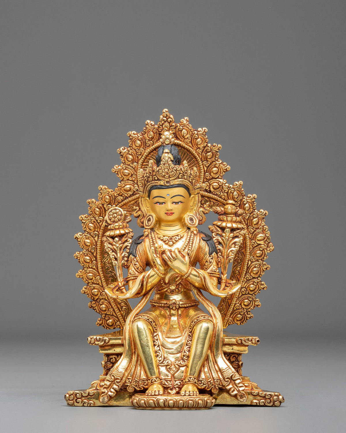 Maitreya Buddha Handmade Copper Statue - Serene Devotional Sculpture