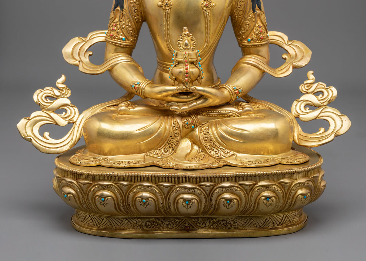Amitayus Sculpture | 24k Gold Gilded Tibetan Sculpture