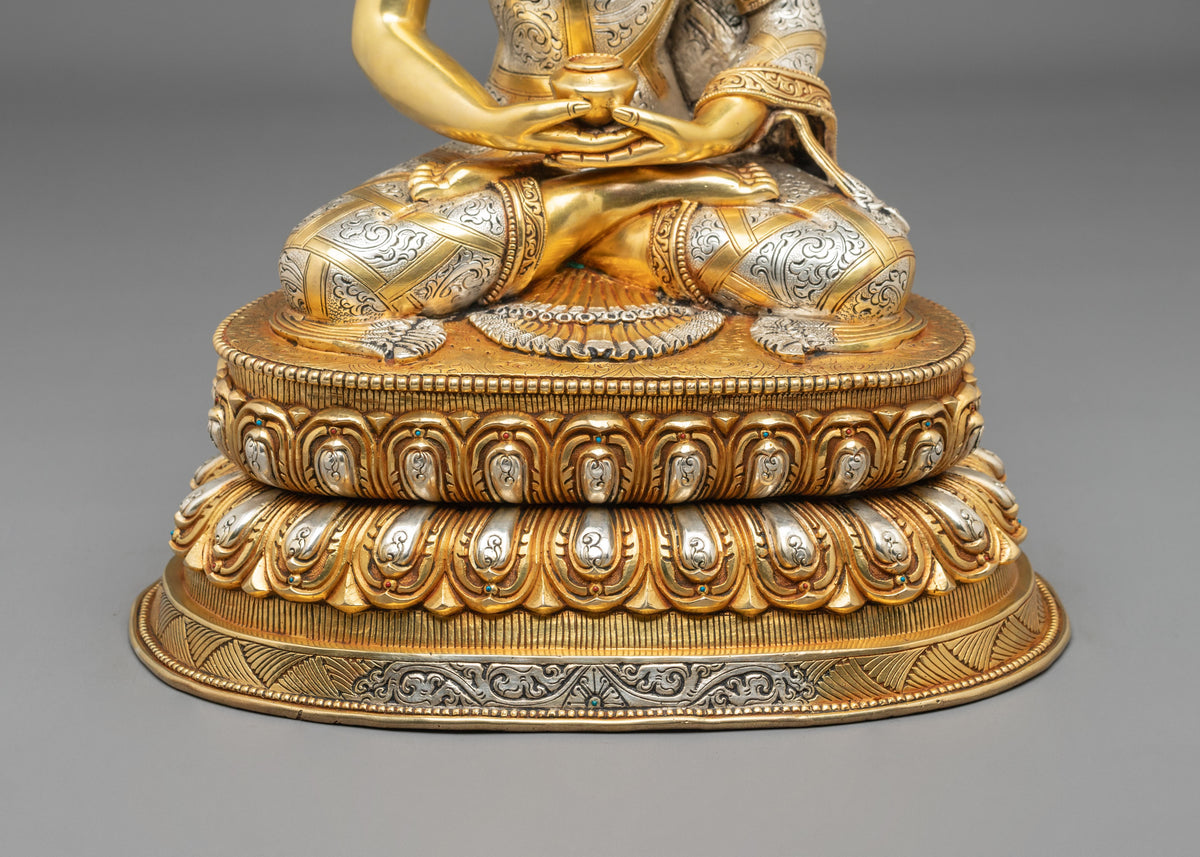 Amitabha Buddha: 24K Gold Gilded Copper Sculpture