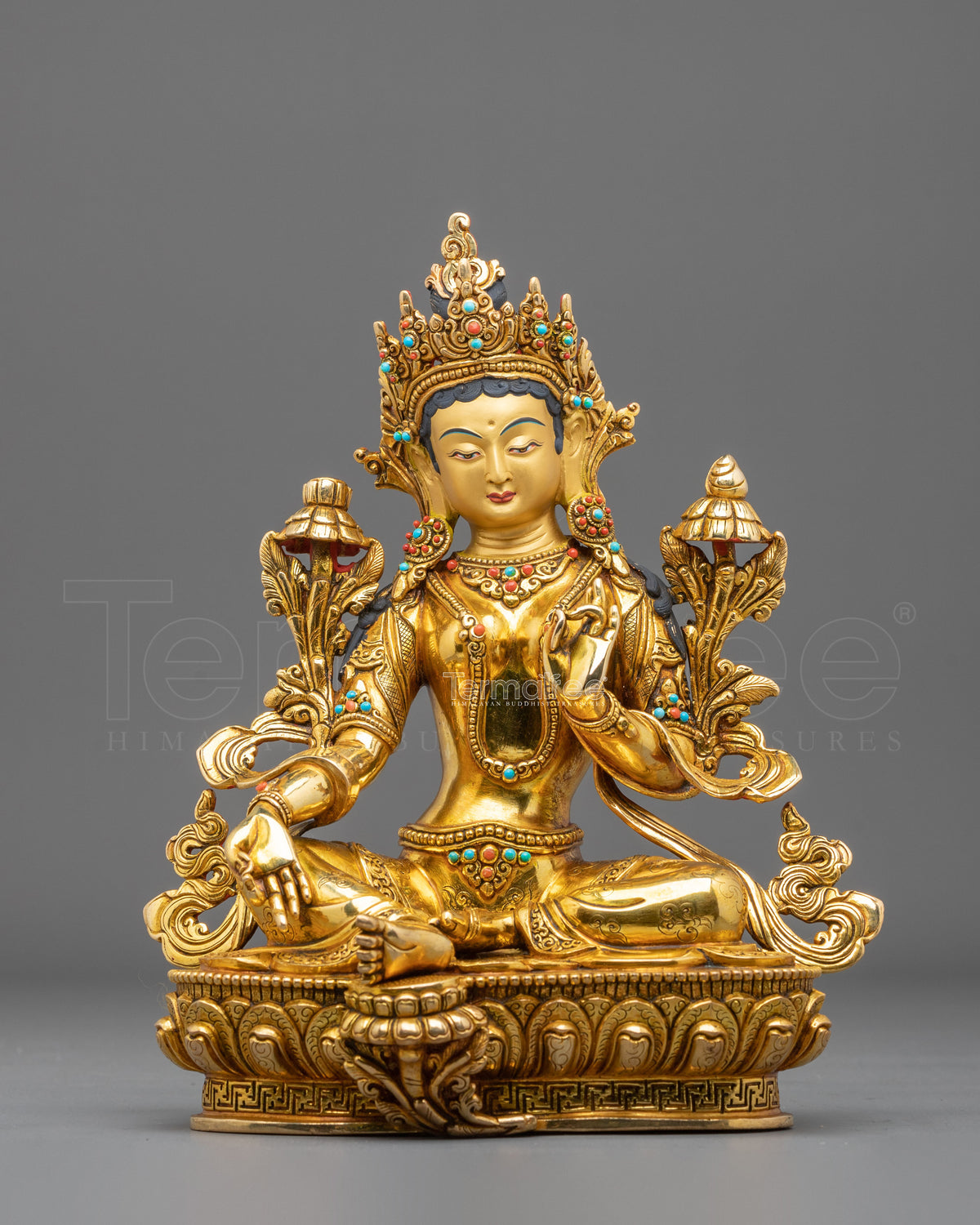 Green Tara 24K Gold Glided Statue for Meditation and Blessings