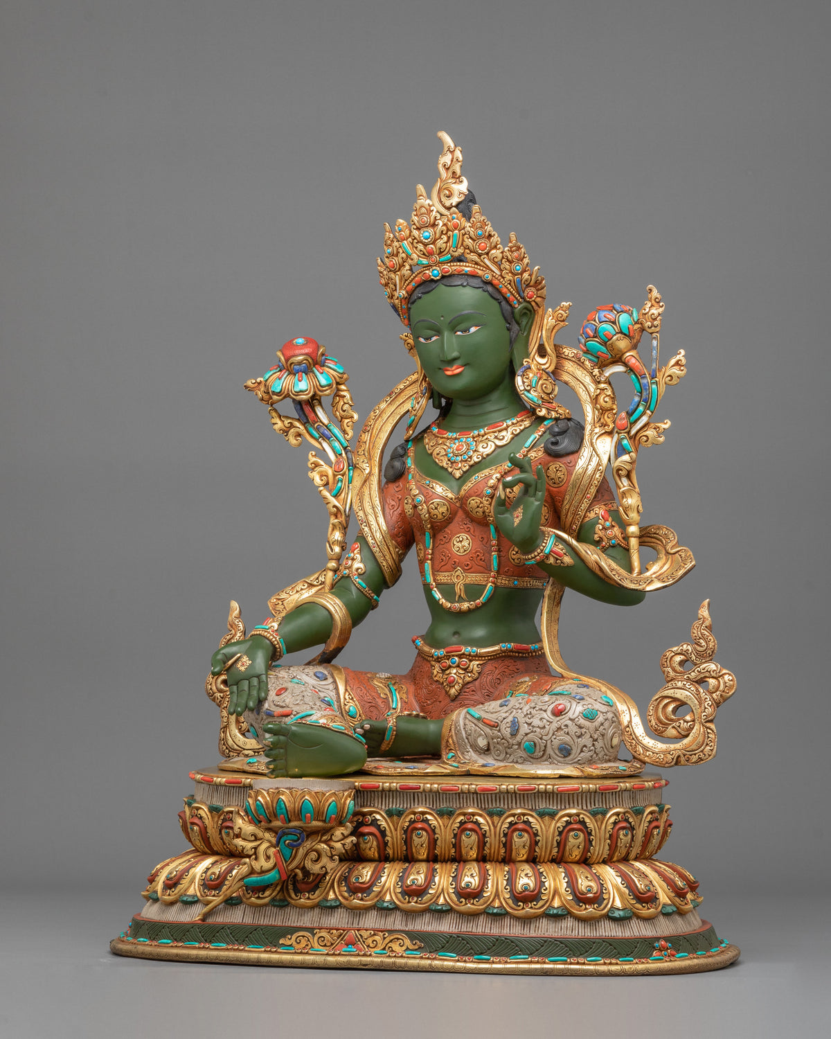 Green Tara Statue | Tibetan Compassionate Goddess Figurine