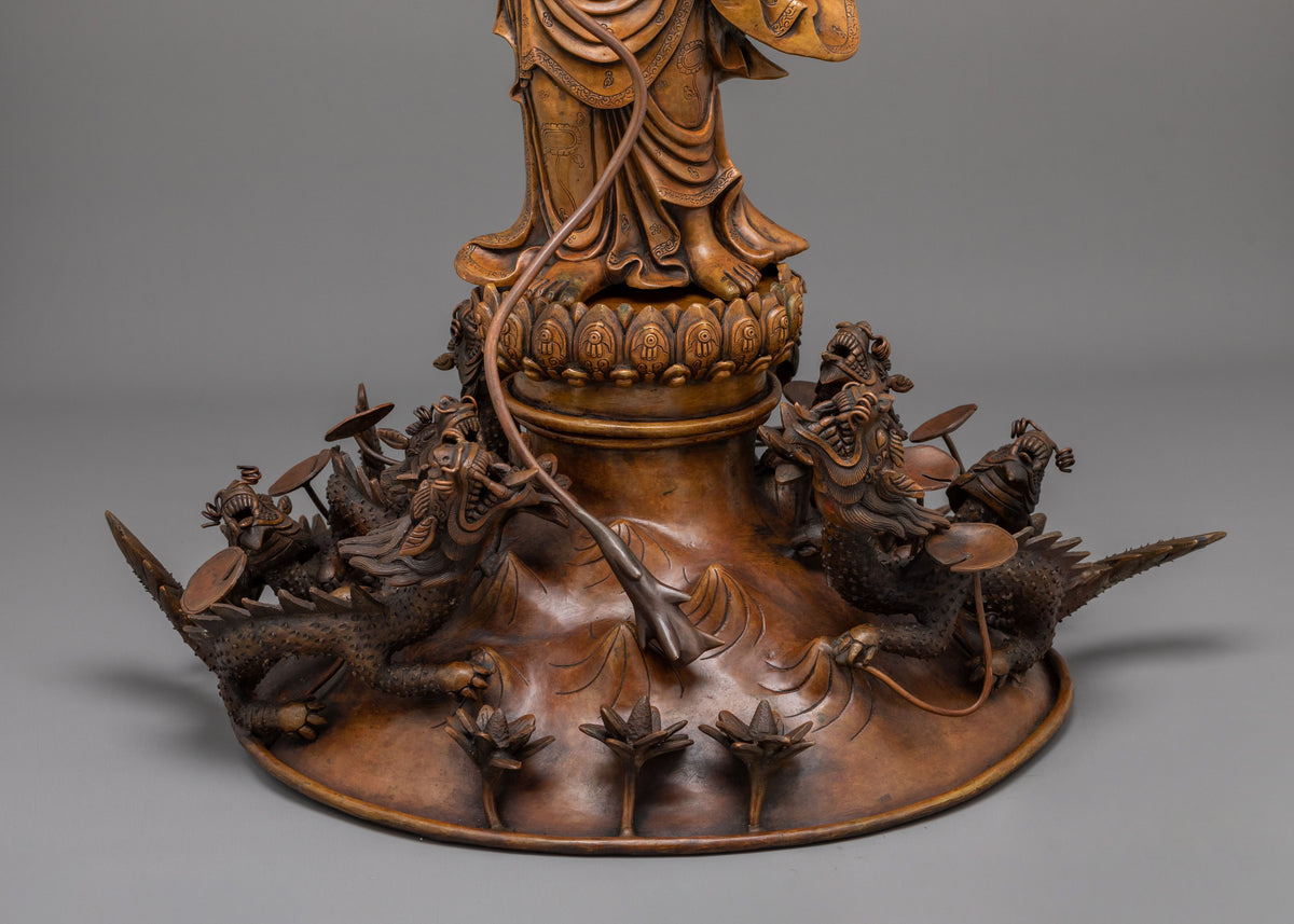 Chinese Standing Buddha Spiritual Statue | Handmade Traditional Sacred Sculpture