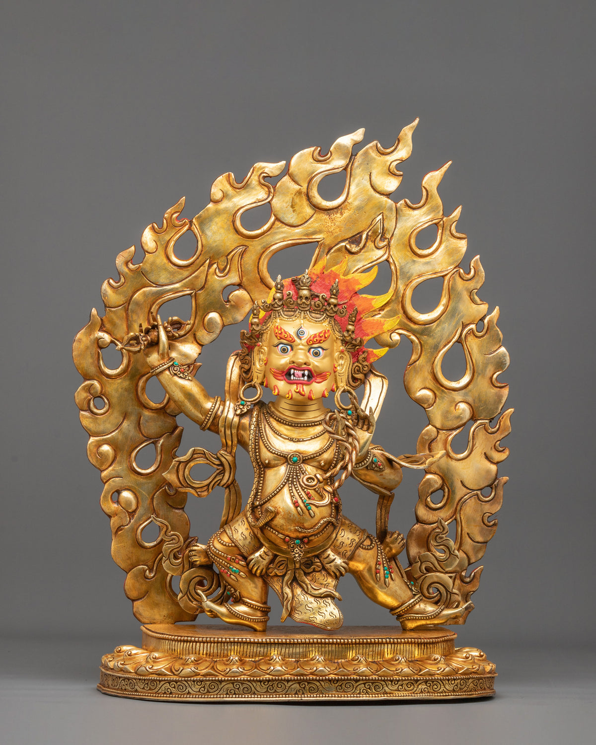 Vajrapani Wrathful Deity Statue | 24K Gold Gilded Copper Statue