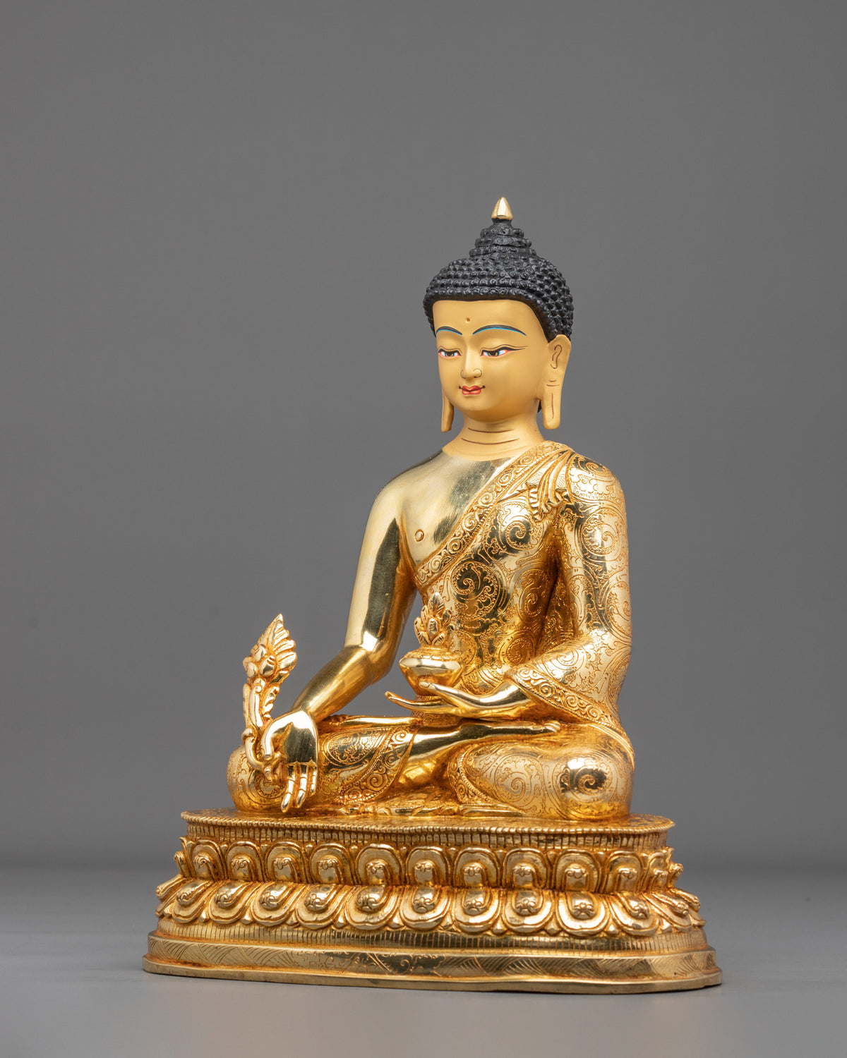 Medicine Buddha 24K Gold Gilded Copper Statue