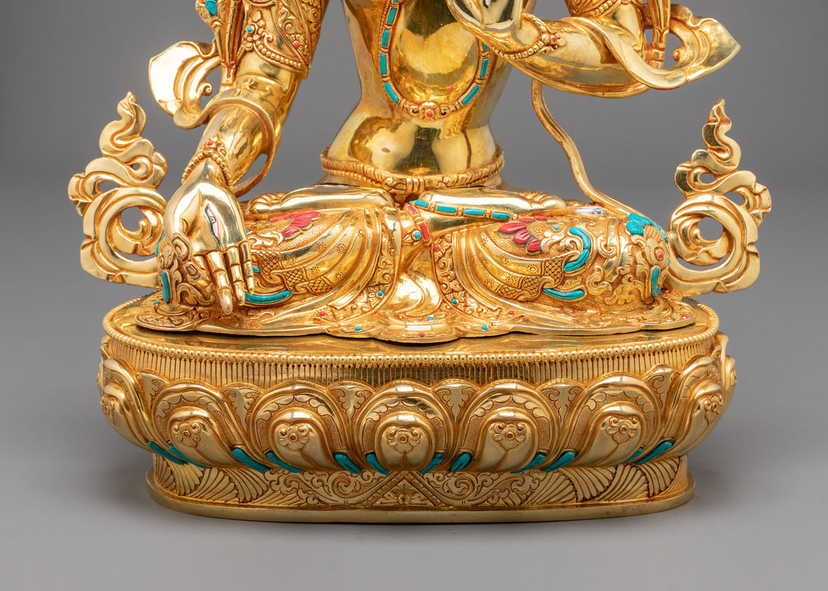 White Tara Fire Gold Coated Statue | Buddhist Shrine