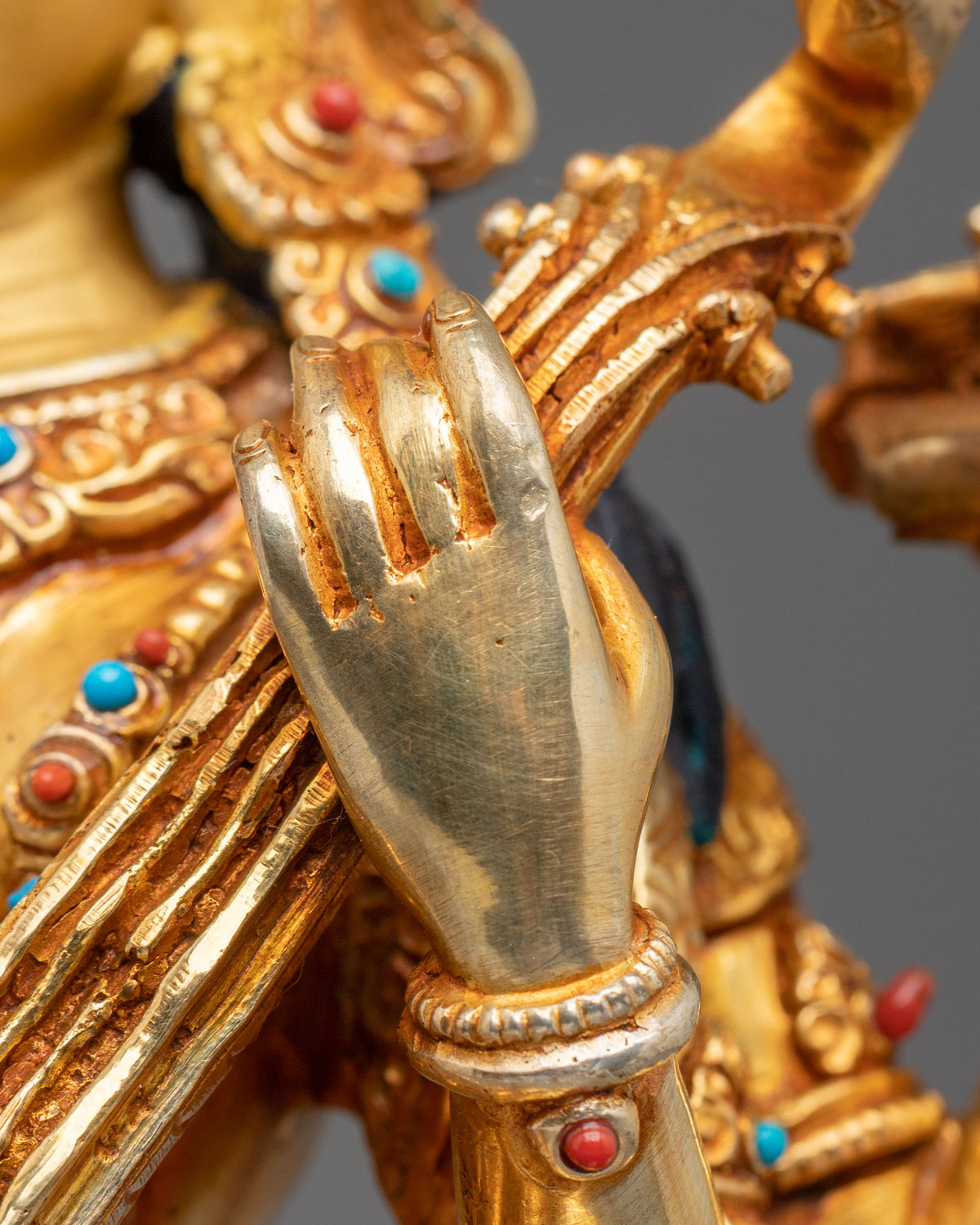 Devi Saraswati 24K Gold Gilded Sculpture | Hindu Goddess of Knowledge