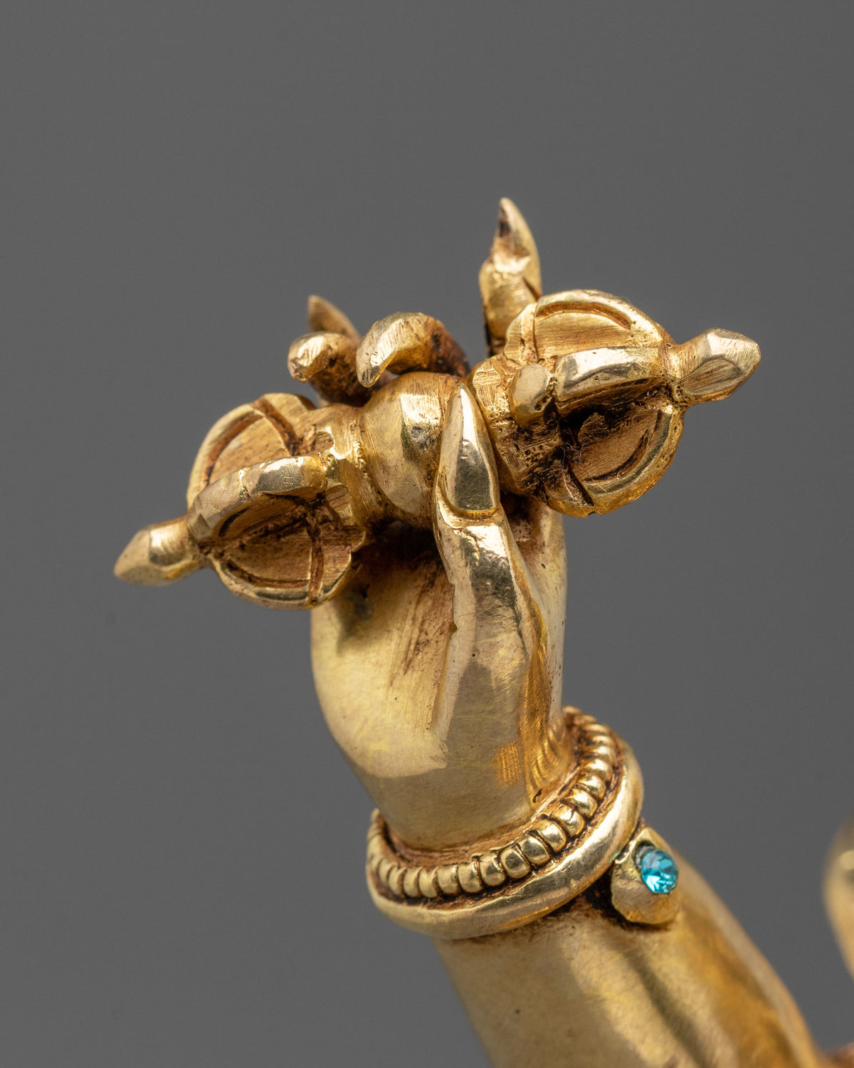 Vajrapani 24K Gold Gilded Sculpture: Wrathful Protector and Holder of the Vajra