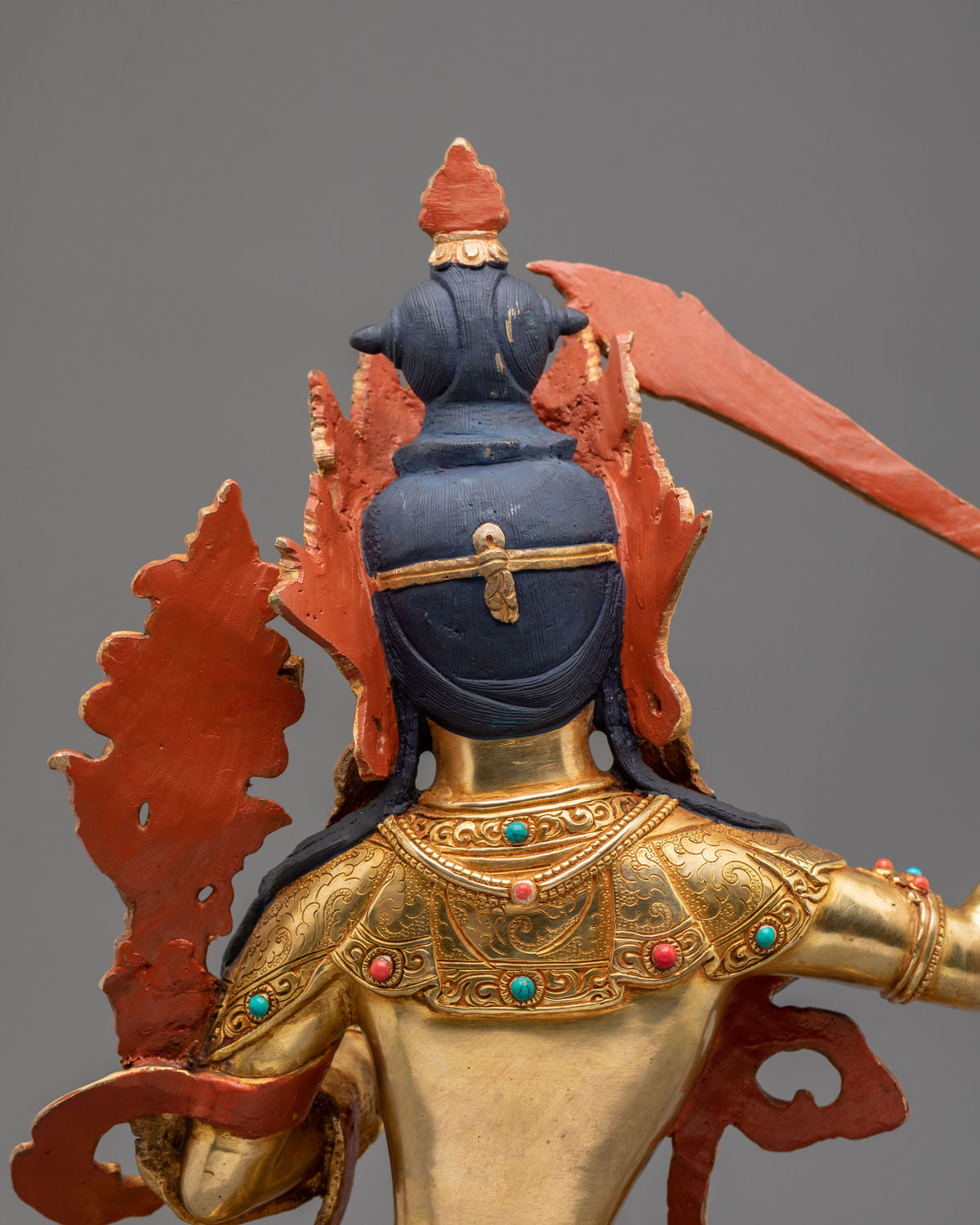 Manjushri Buddhist Golden Handmade Statue | Sacred Meditation Altar
